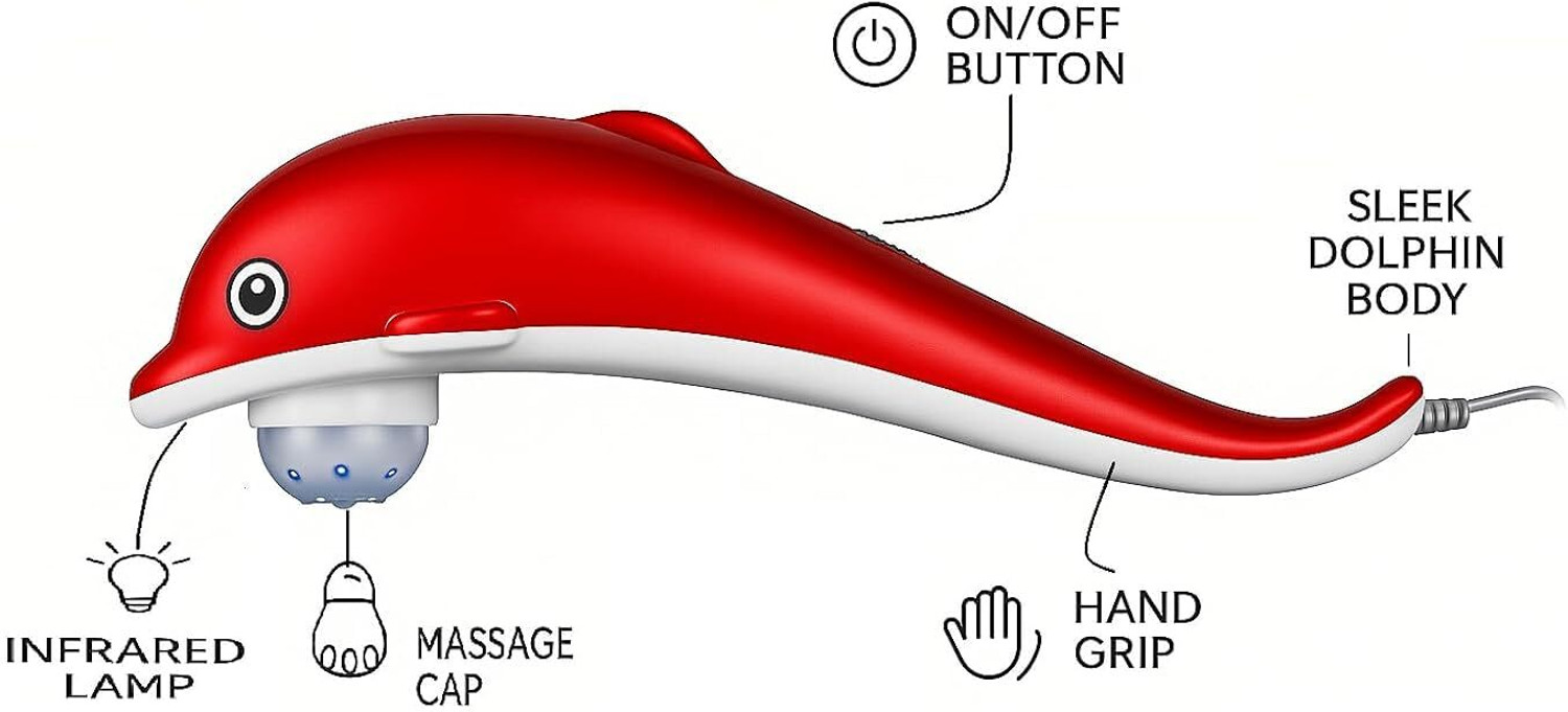 Image of Xydmtrls Dolphin Handheld Body Massager for Pain Relief with Powerful Vibration Electric Massage Bed