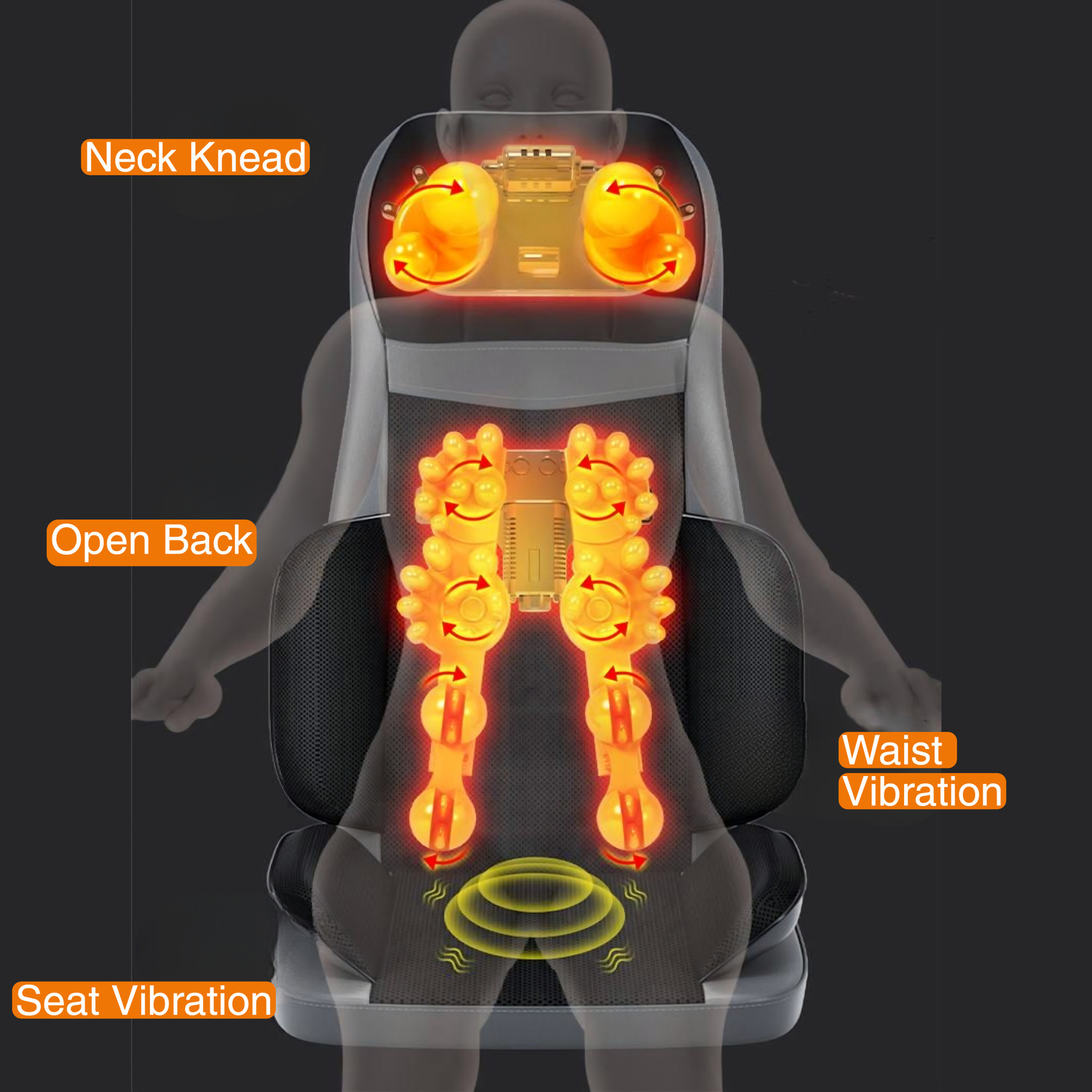 Image of ExtraLux Full Body Massage Chair Pad with Heat & Vibration | Neck, Back & Waist Massager Massage Chair