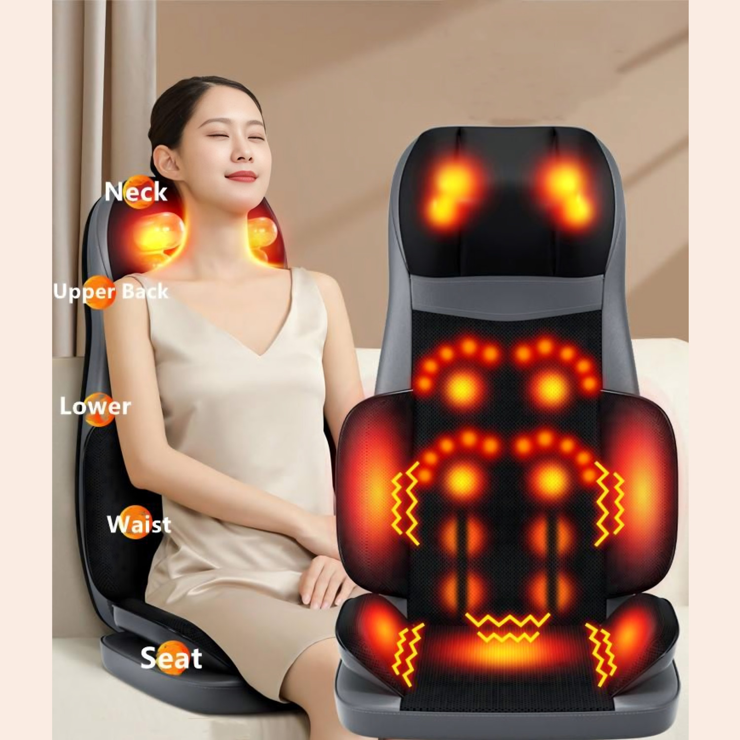 Image of ExtraLux Full Body Massage Chair Pad with Heat & Vibration | Neck, Back & Waist Massager Massage Chair