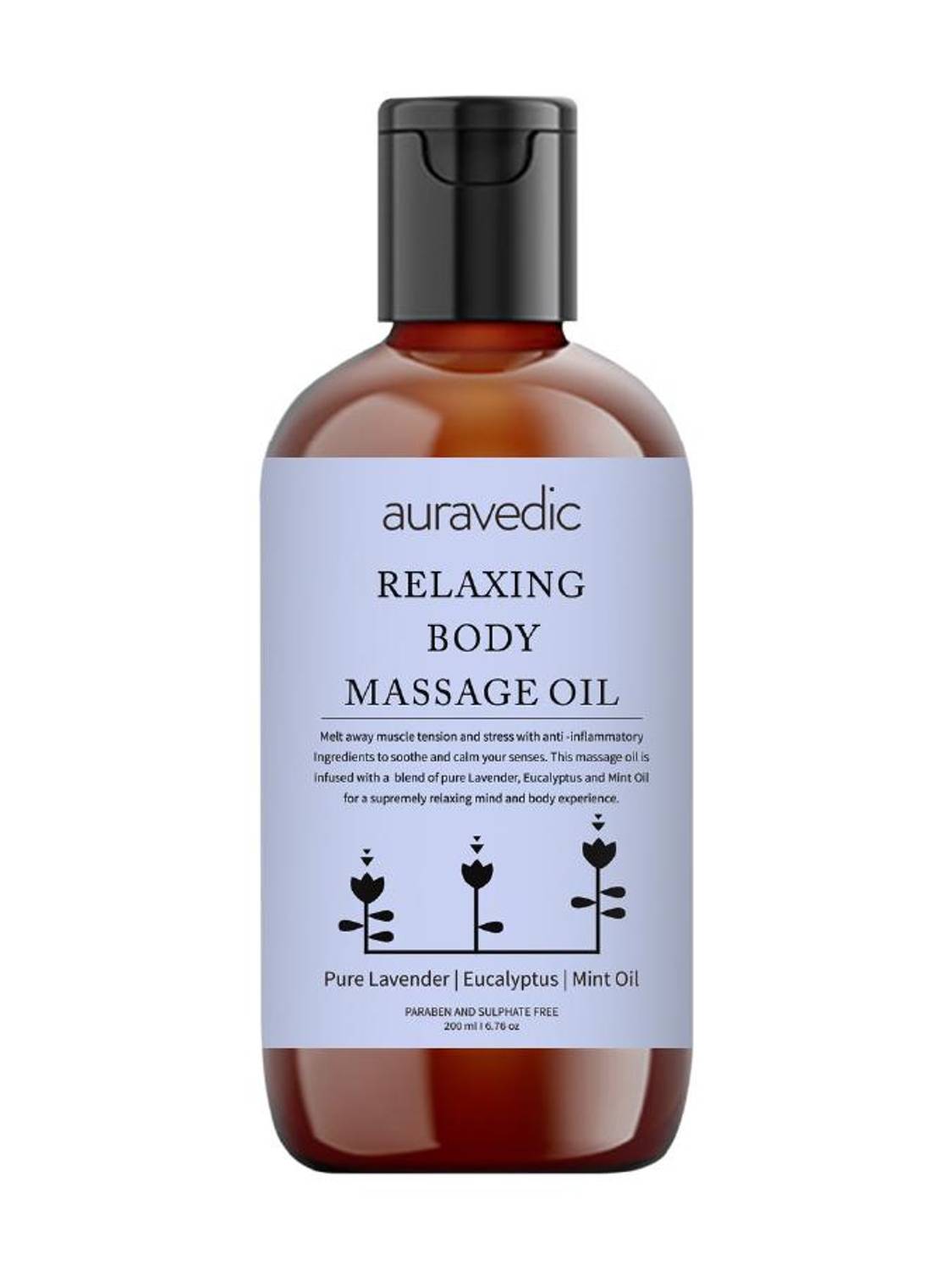 AURAVEDIC Relaxing Body oil with Lavender Eucalyptus soothing massage oil for women men