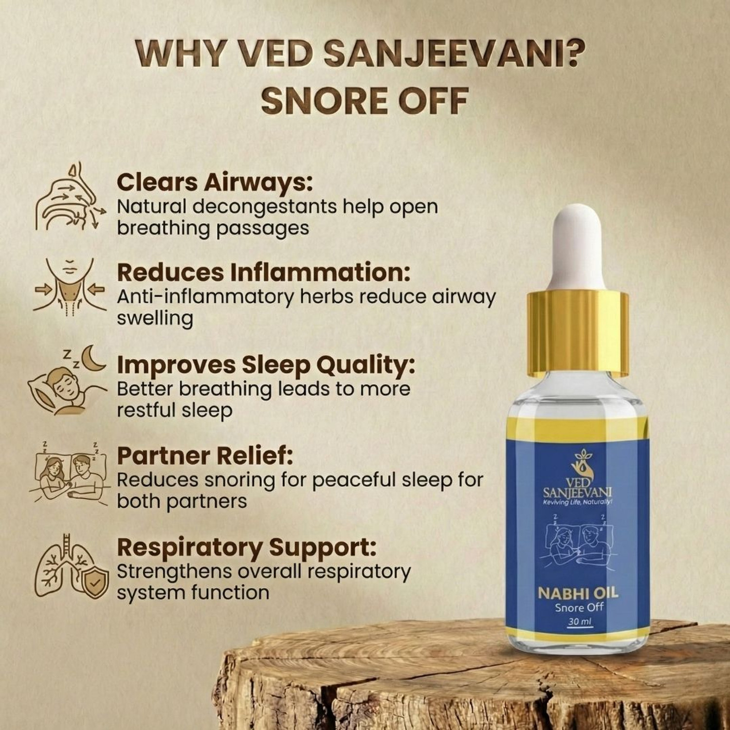 Image of Ved Sanjeevani Snore Care Nabhi Oil | Men & Women |100% Natural