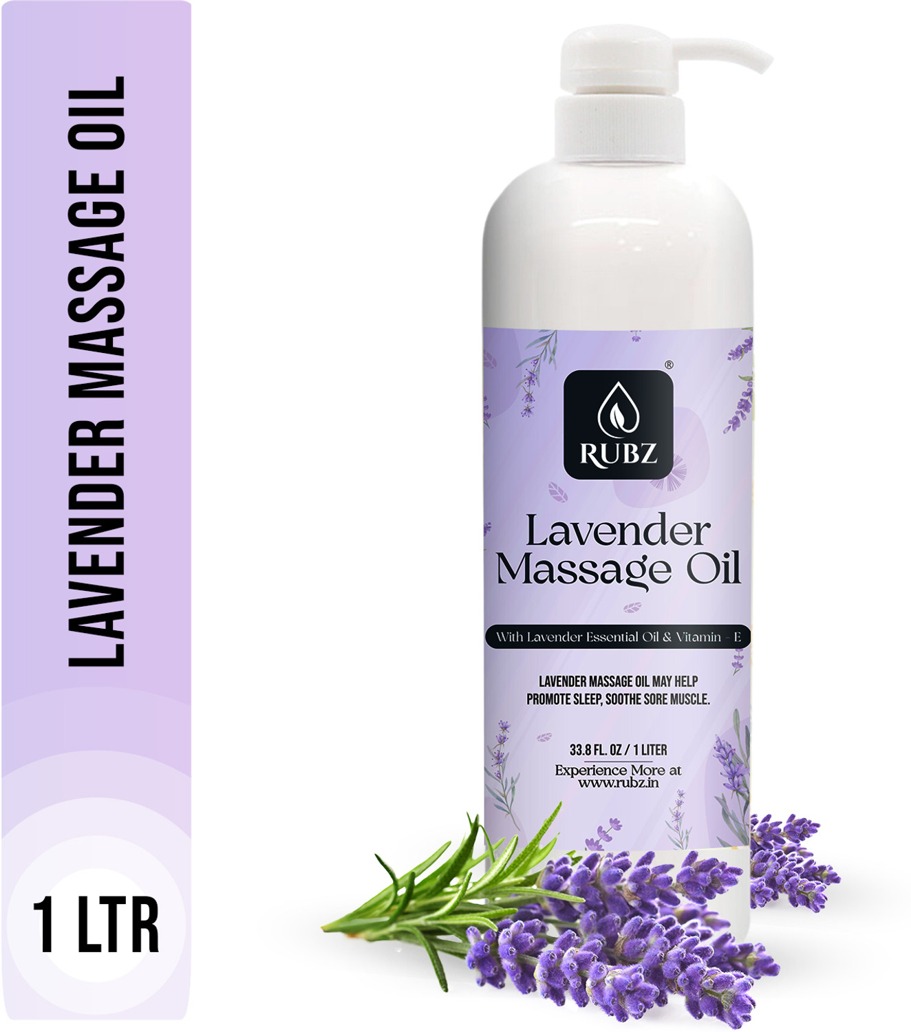 Image of Rubz Lavender Body Massage Oil | Relaxing, Soothing & Destressing Body Massage Oil