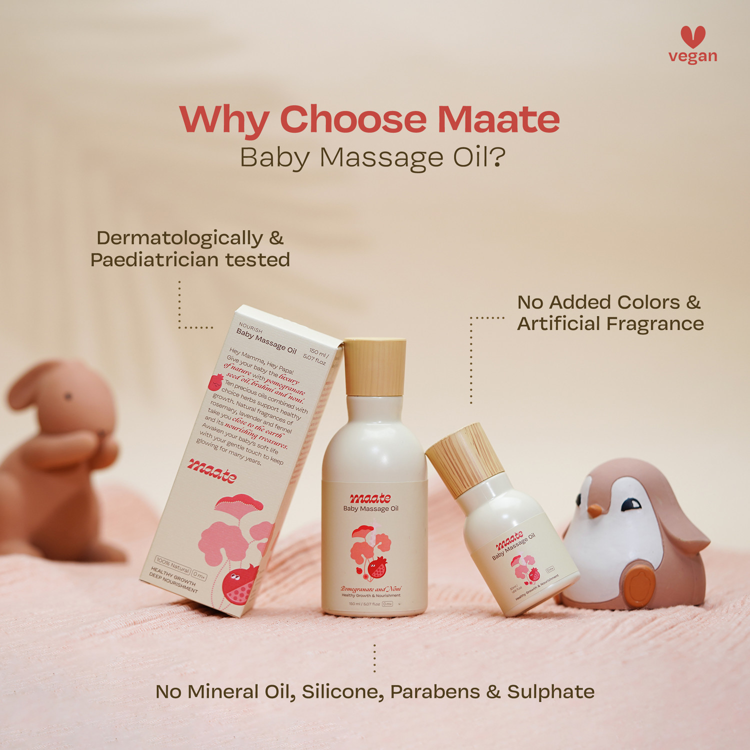 Image of MAATE Baby Massage Oil | Enhances Muscle Strength | Pomegranate Seed Oil (Set of 2)