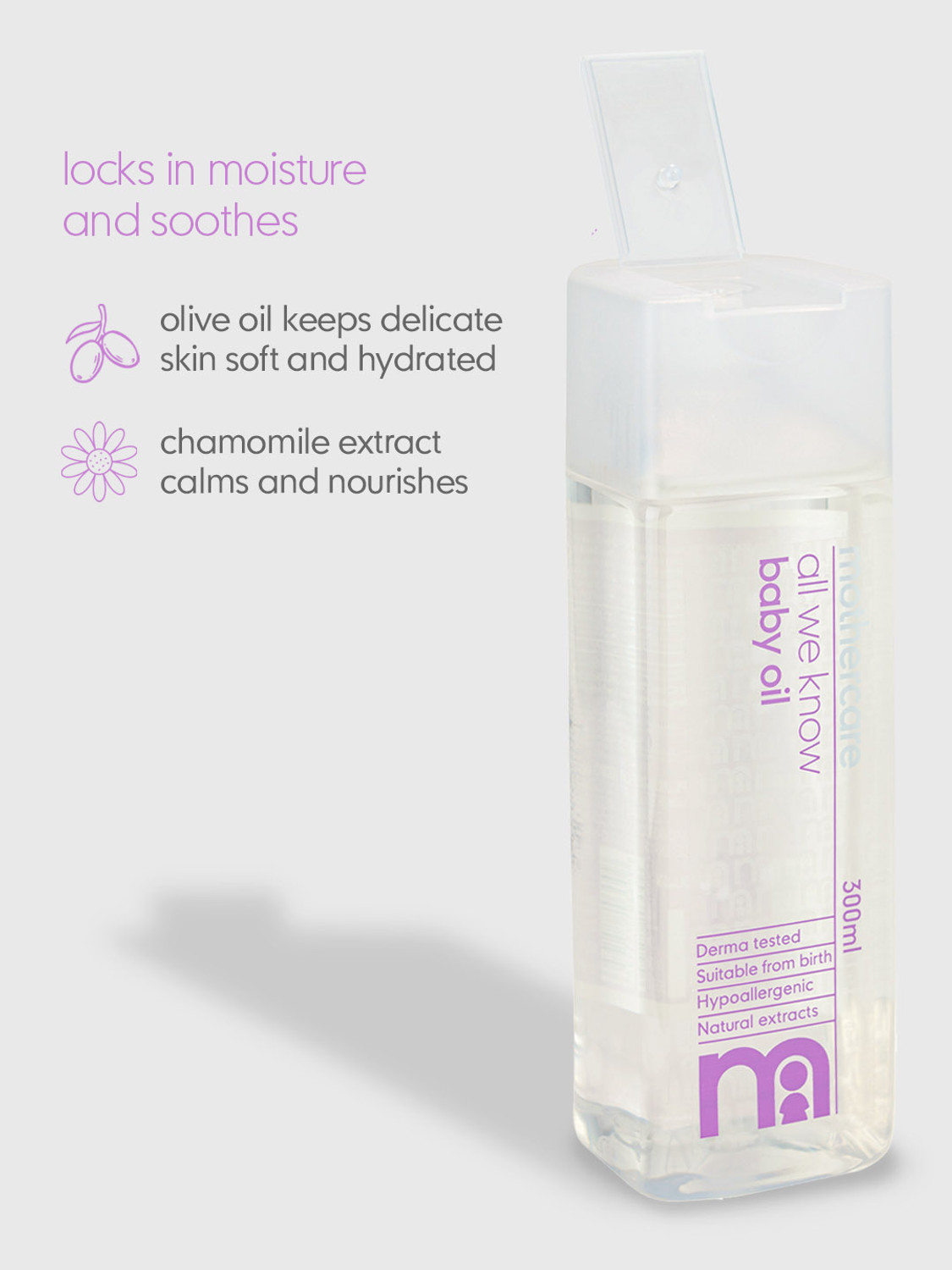 Image of Mothercare All We Know Baby Oil | Goodness of Natural Extracts For Soft & Beautiful Skin (300 ml)