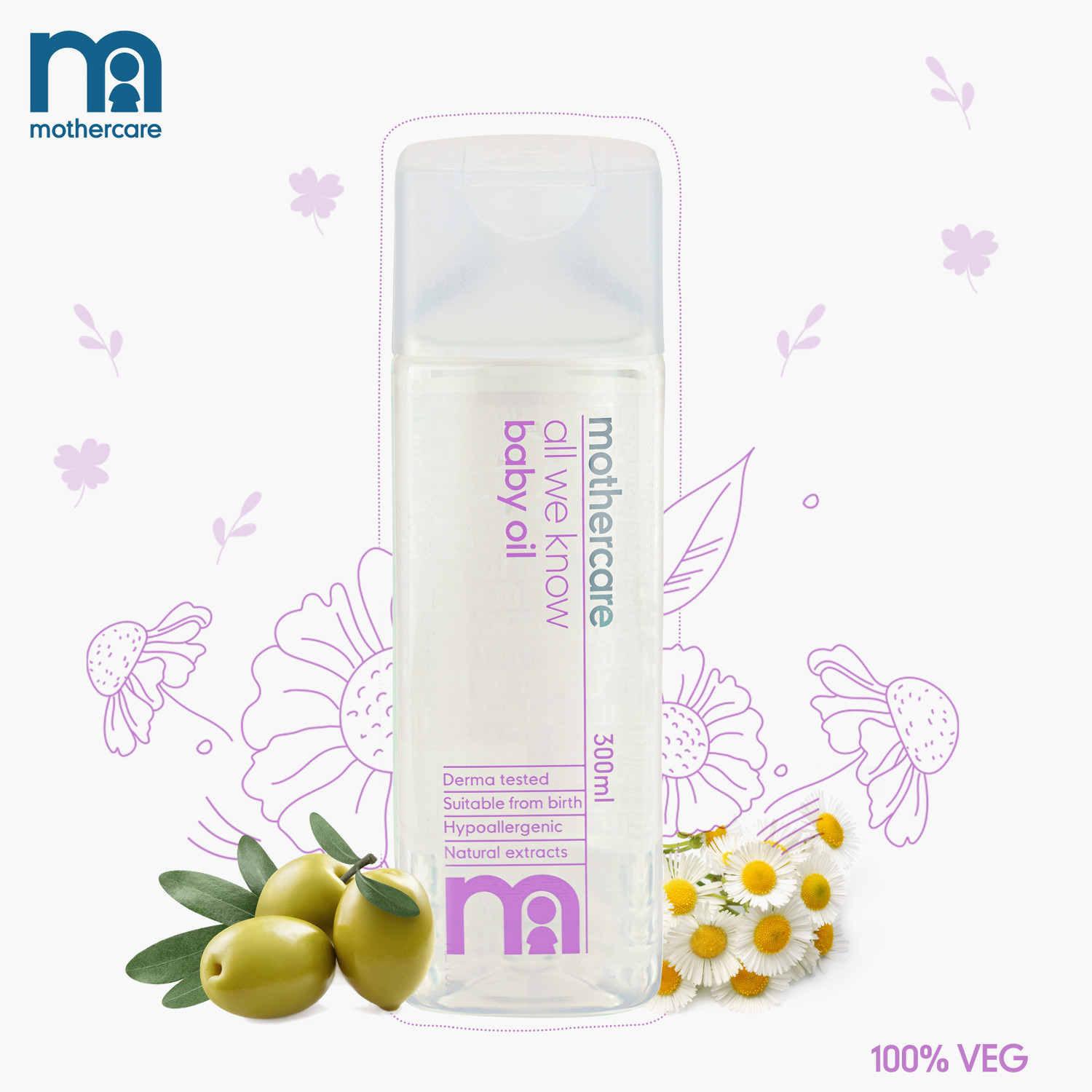 Image of Mothercare All We Know Baby Oil | Goodness of Natural Extracts For Soft & Beautiful Skin (300 ml)