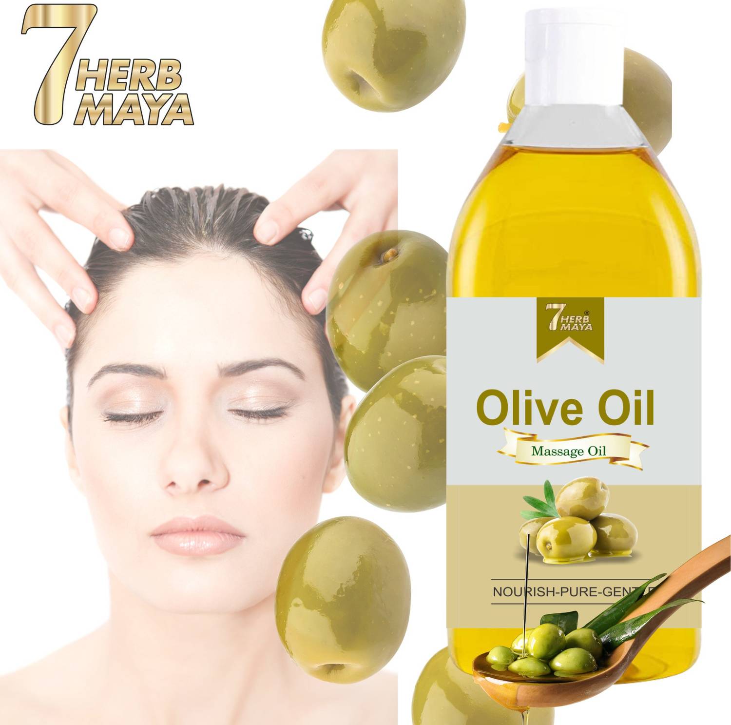 7Herbmaya Virgin Olive oil for body masssage, Helps Anti Ageing, Anti Acne