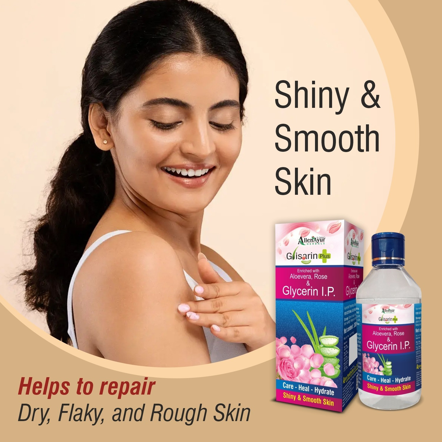 Image of Allen Ayur Glisarin Plus | Enriched with Aloevera, Rose & Glycerin I.P. | 100gm X 2 (200 g)