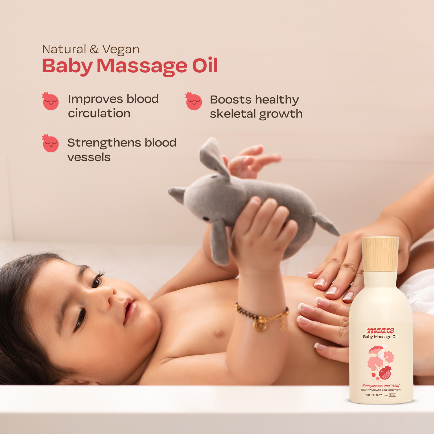 Image of MAATE Baby Massage Oil | Enhances Muscle Strength | Pomegranate Seed Oil (Set of 2)