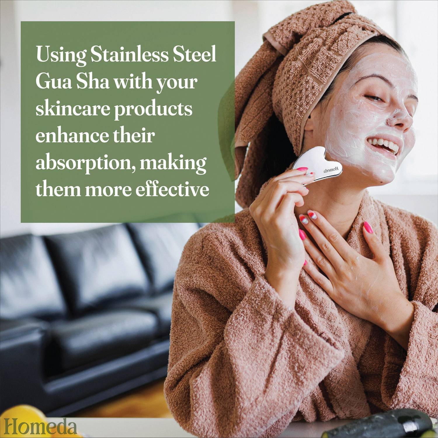 Homeda Gua Sha Face Massager, Beige - Image 2