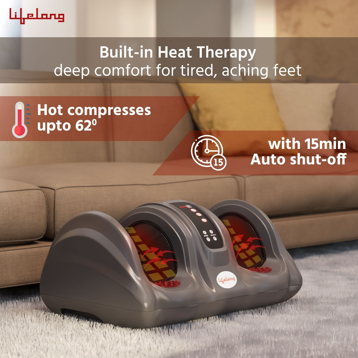 Image of Lifelong LLM1080 Pain Relief, Vibration, Boost Blood Circulation, Kneading Massager (Grey)