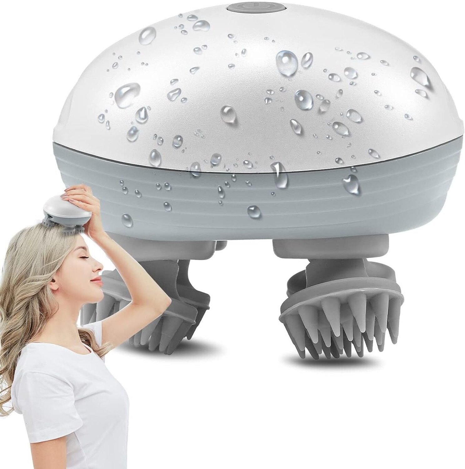 Image of Zovilstore Electric Scalp Massager, 3 Modes Head Massager Scalp Hair Growth Portable Waterproof Pet Massager for Dogs and Cats with 4 Massage Heads Deep Clean Massager