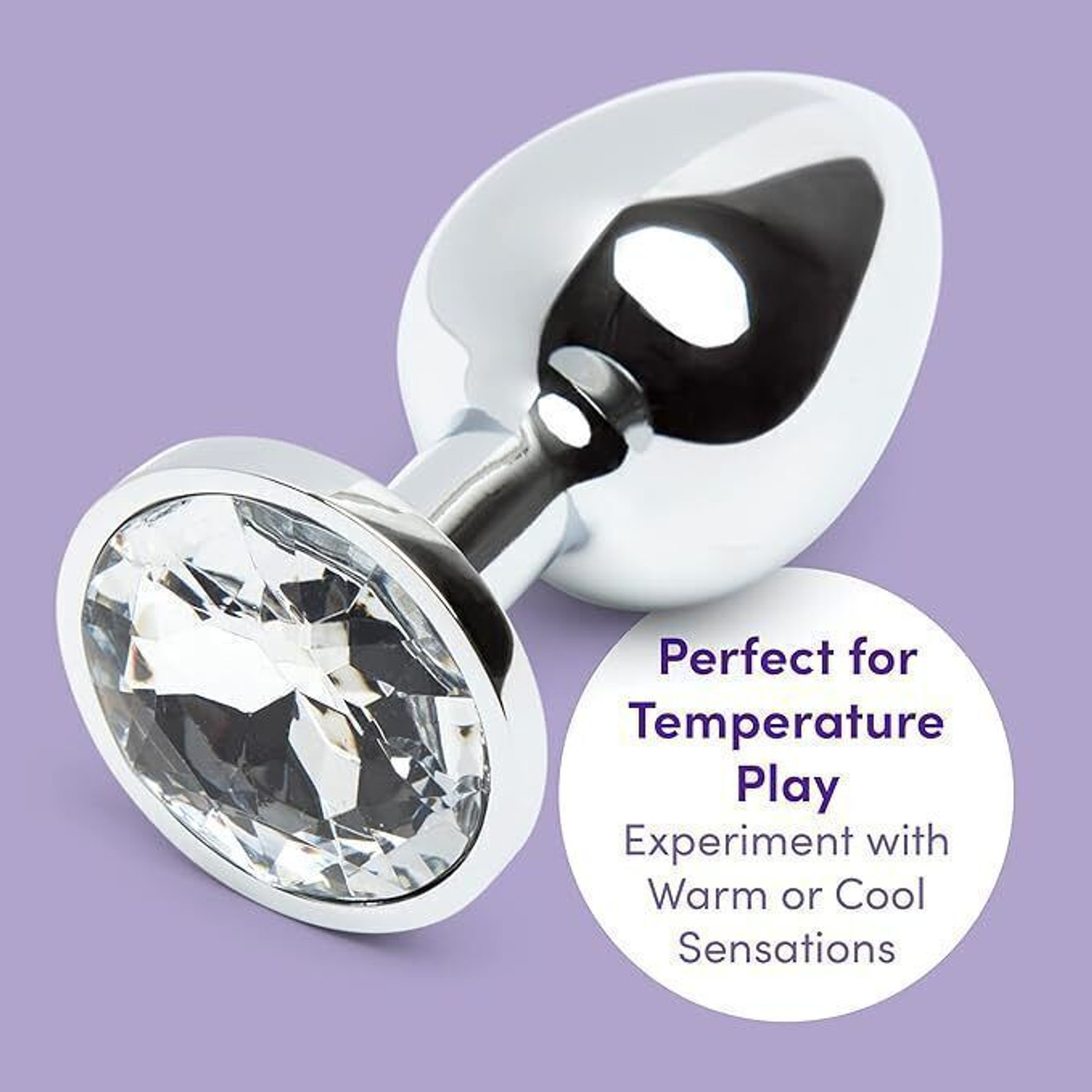 Image of swadeshi enterprises Large size premium Stainless Steel Jeweled massager with Clear Crystal Base Large size stainless steel plug massager Massager