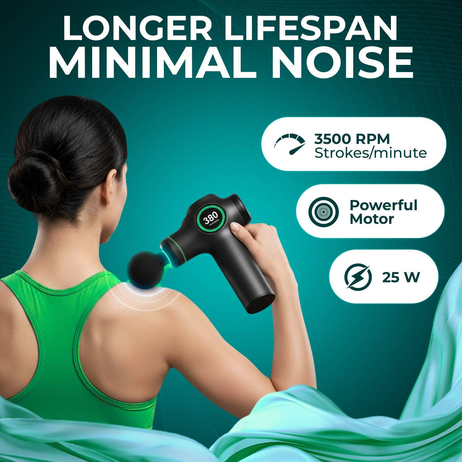 Image of Miggon Portable Deep Tissue Massage Gun Handheld Percussion 6 Speeds 4 Heads for Full Body Muscle Pain relief Best Massager- Neck /Back /Shoulder /Legs Massager