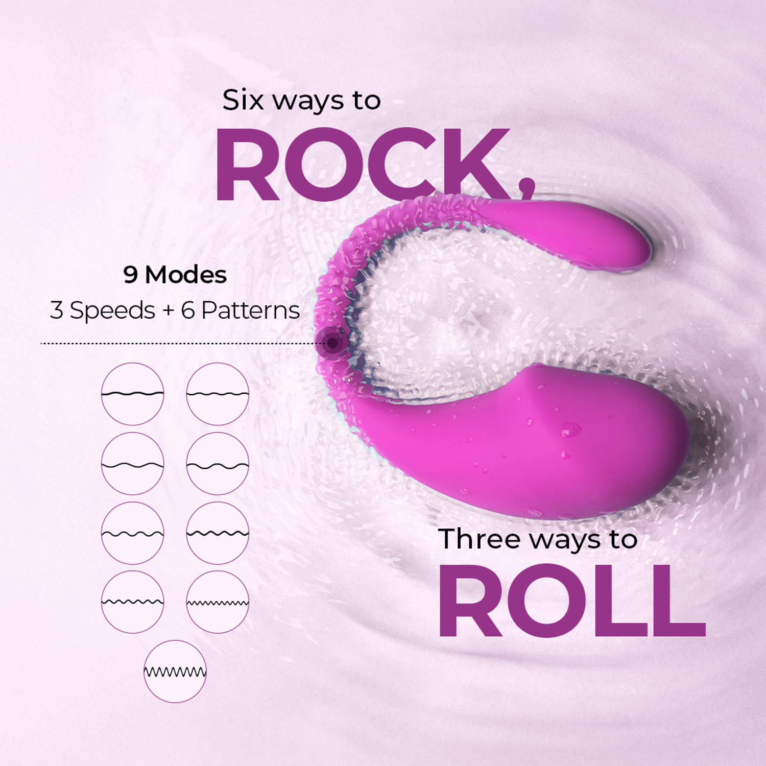 Image of Mschief Rock n Roll Rock n Roll Premium Egg Massager � Remote, 3 Speeds, 6 Patterns, USB, Waterproof Massager (Purple)