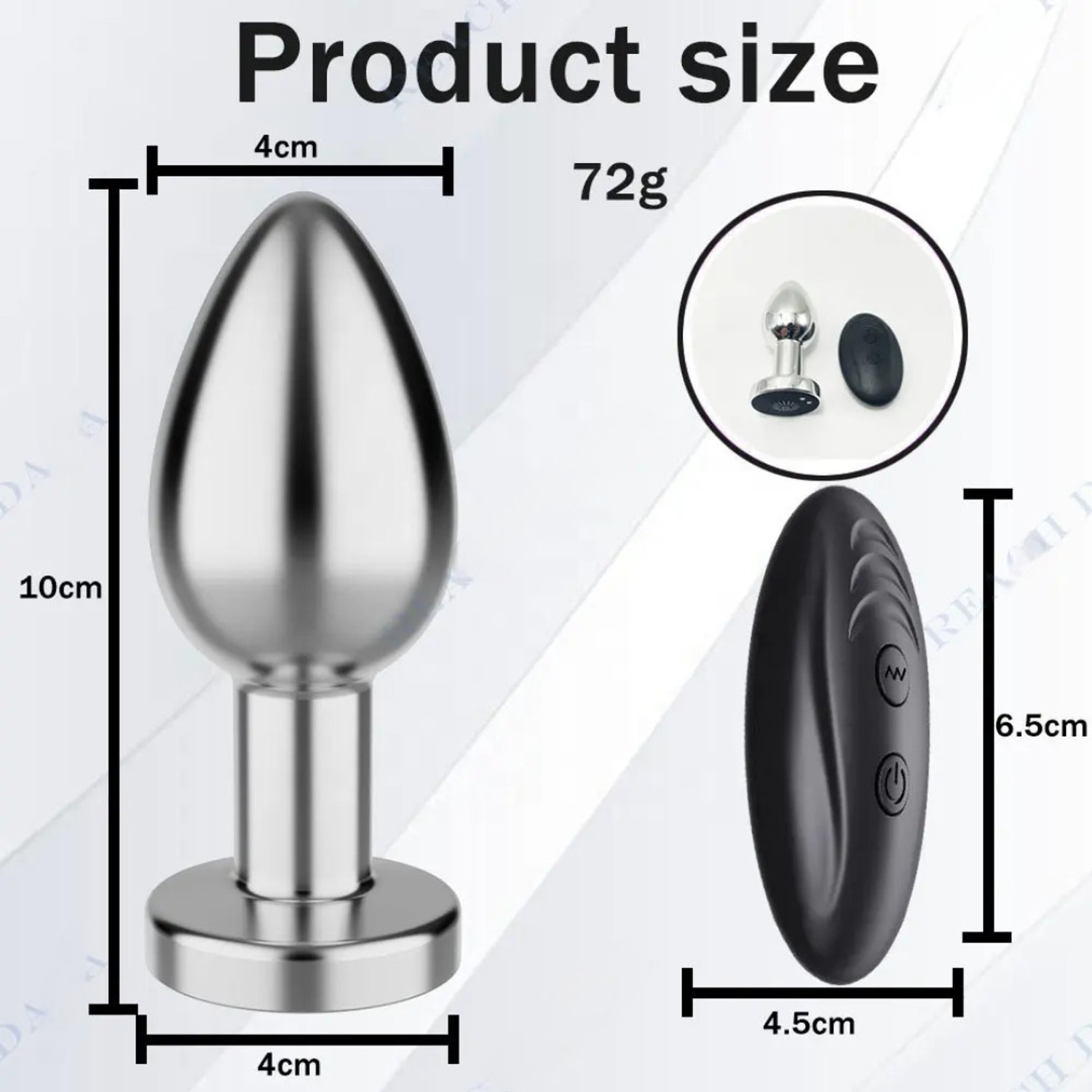 Image of purvish Silver 10 Mode Vibrating Plug Massager with Remote Control, Powerful Vibration Silver Plug Personal Massager, Body-Safe, Waterproof Design, USB Rechargeable Massager