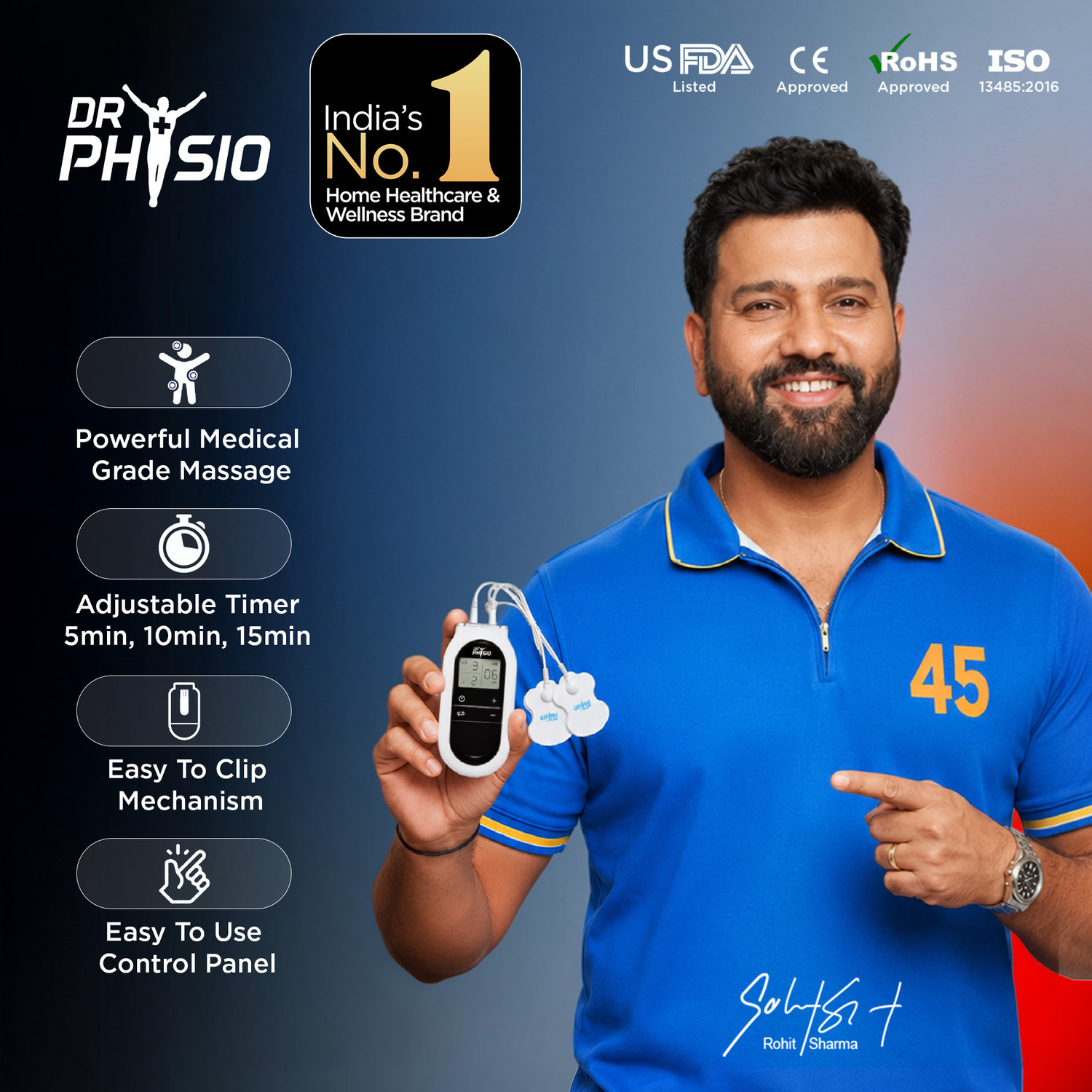 Image of DR PHYSIO (USA) TENS Electrical Nerve Stimulation Physiotherapy Pulse Digital Massage Machine For Body Pain Relief Management Electrotherapy Device