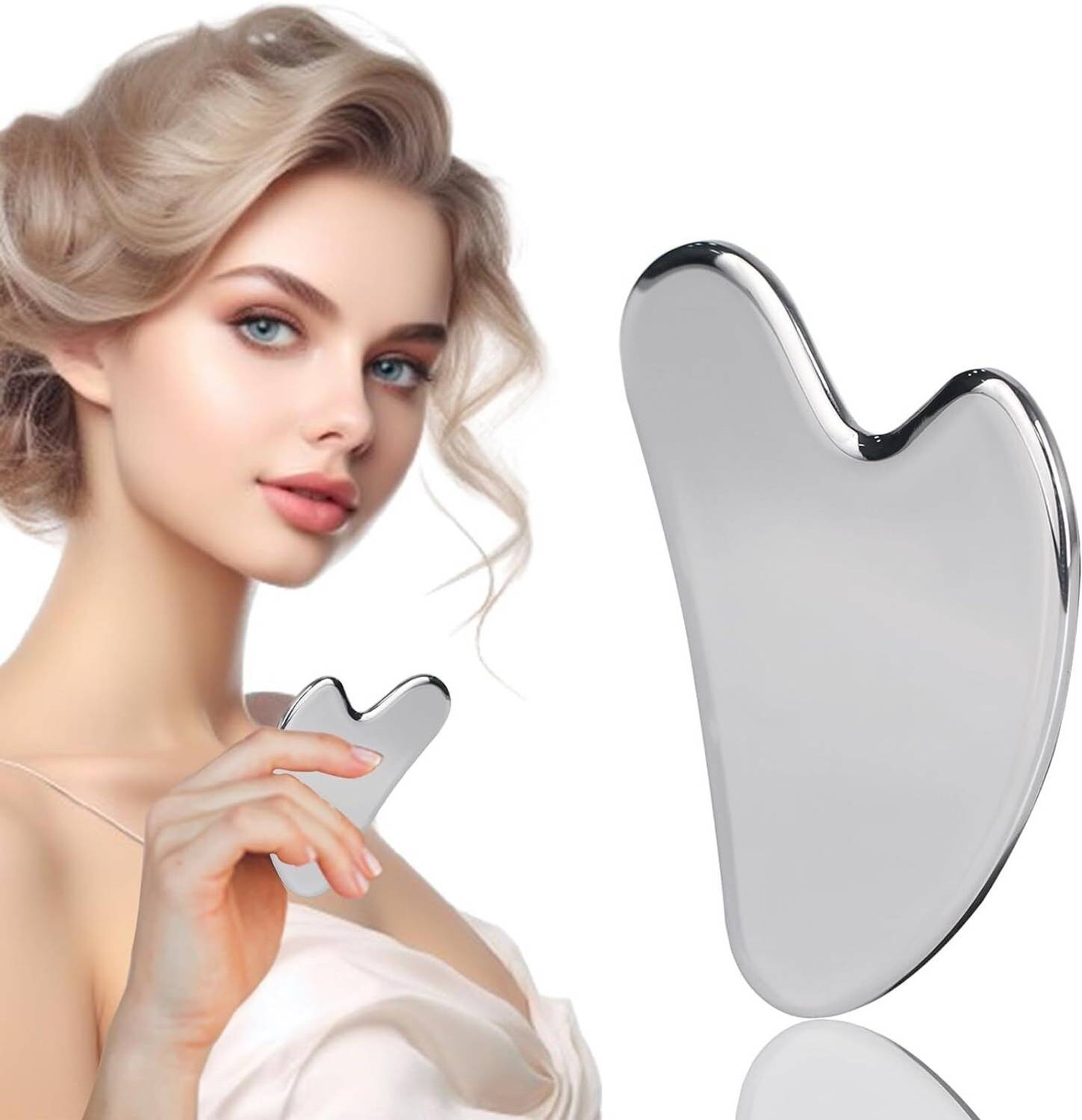 AJRO DEAL GUA SHA Steel Gua Sha Beauty Tool for Body,Neck,under Eyes Premium Gua Sha Massager