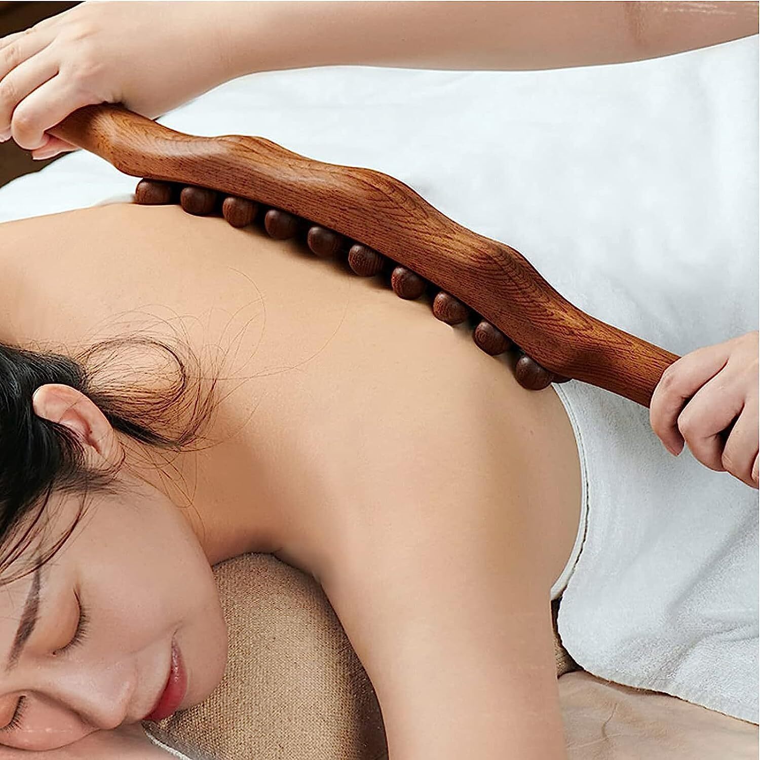 Image of Kruvad Wooden Stick Massager Wooden Stick Massager Gua Sha Muscle Relaxation for Back, Legs, Arms Neck Muscle Massager