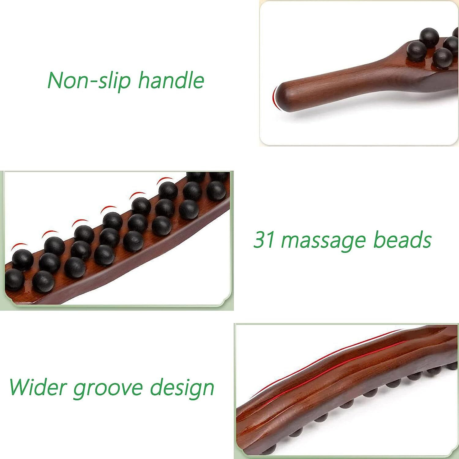 Image of Kruvad Wooden Stick Massager Wooden Stick Massager Gua Sha Muscle Relaxation for Back, Legs, Arms Neck Muscle Massager
