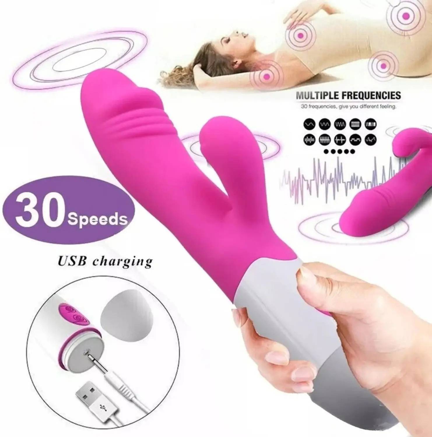 Adultsneed rabbit-6 Women’s Rabbit Massager with Multiple Modes | Soft Touch Waterproof Rechargeable Massager