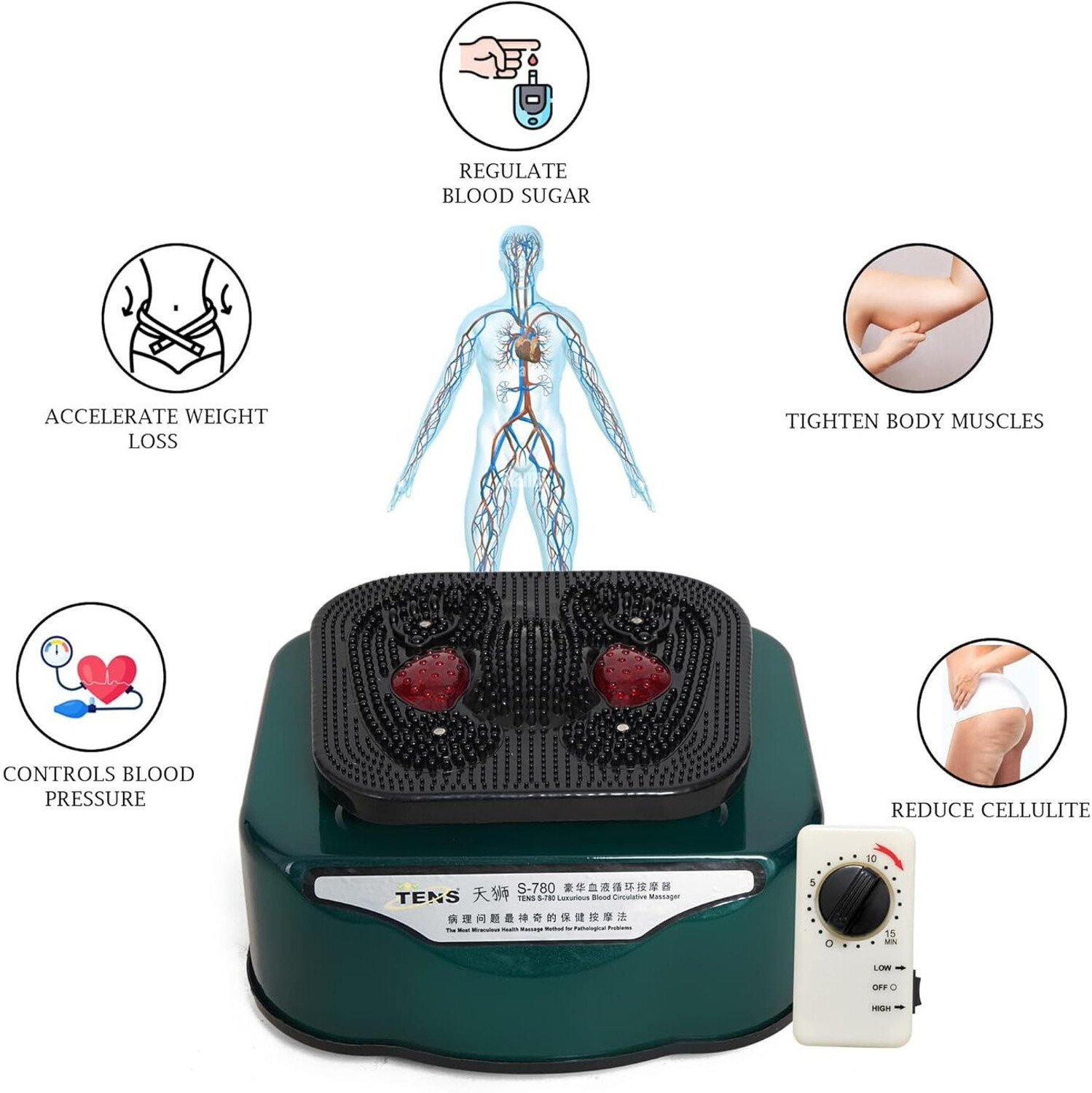 Image of TENS S 780 Blood Circulation Massager Machine For Stimulating Oxygen Circulation Machine For Pain Relief And Magntic With Infrared Light Therapy And 2 Speed Massager