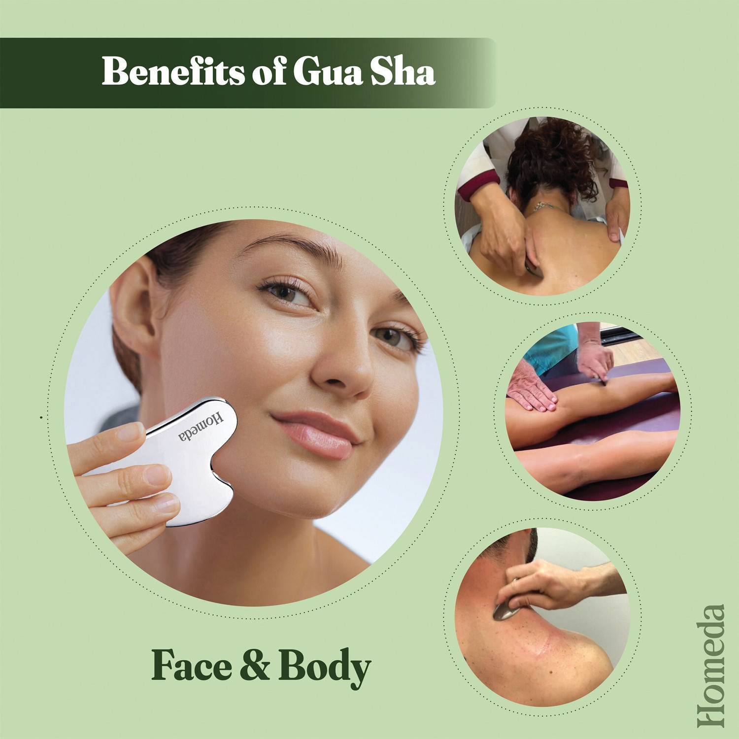 Image of Homeda Gua Sha Face Massager, Guasha Steel for Face Massage Tool, Gua Sha Stone, Gu Sha Skin Stainless Steel - Body Skin Massage machine tools, Acupunture Facial Massager