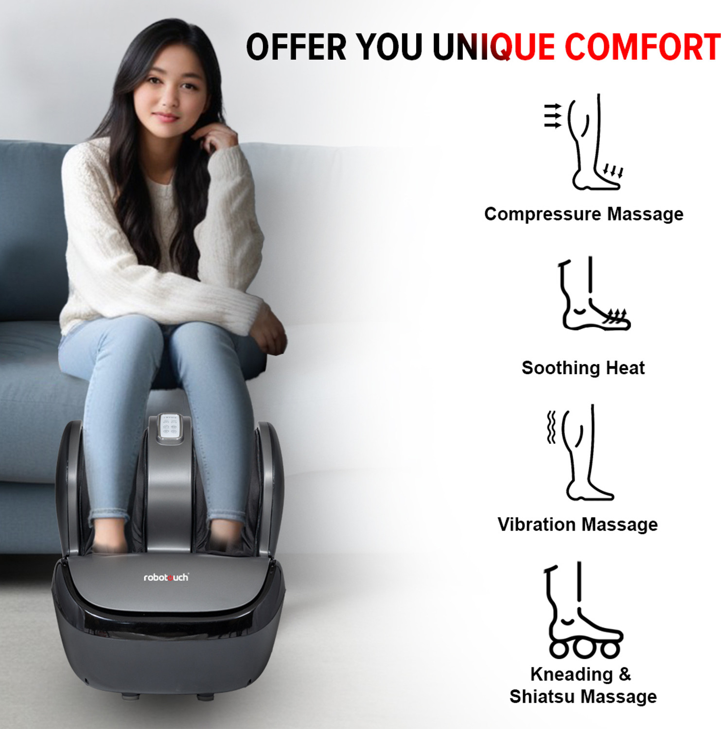 Image of RoboTouch RT-FM-PZ15 RoboTouch RT-FM-PZ15 RoboTouch PediZen Foot & Calf Massager Massager (BLACK) Massager