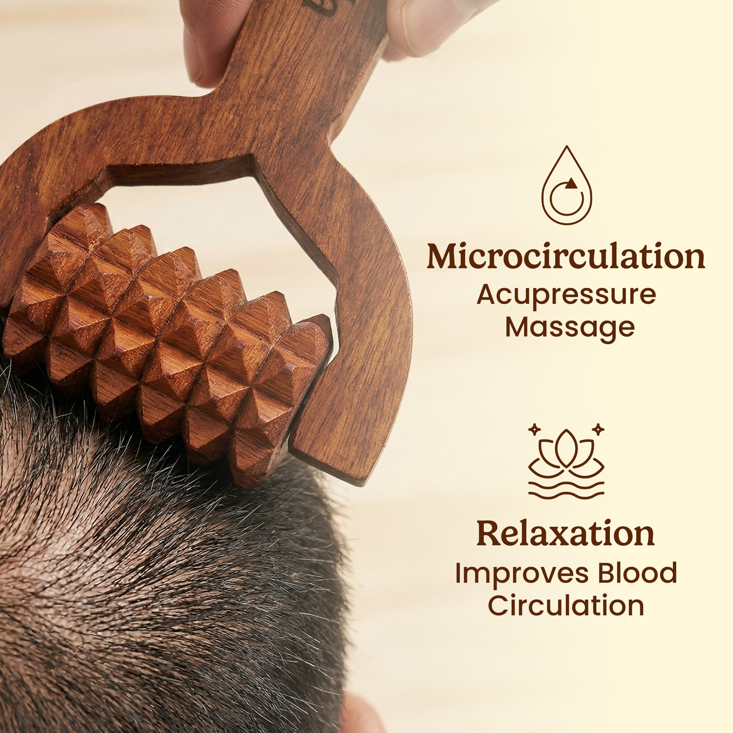 Image of Homeda Balayantra for Hair Growth | Balyantra Roller - Wooden Derma Roller Bala Yantra | Head, Scalp Massager, Pain Relief & Blood Circulation Massager