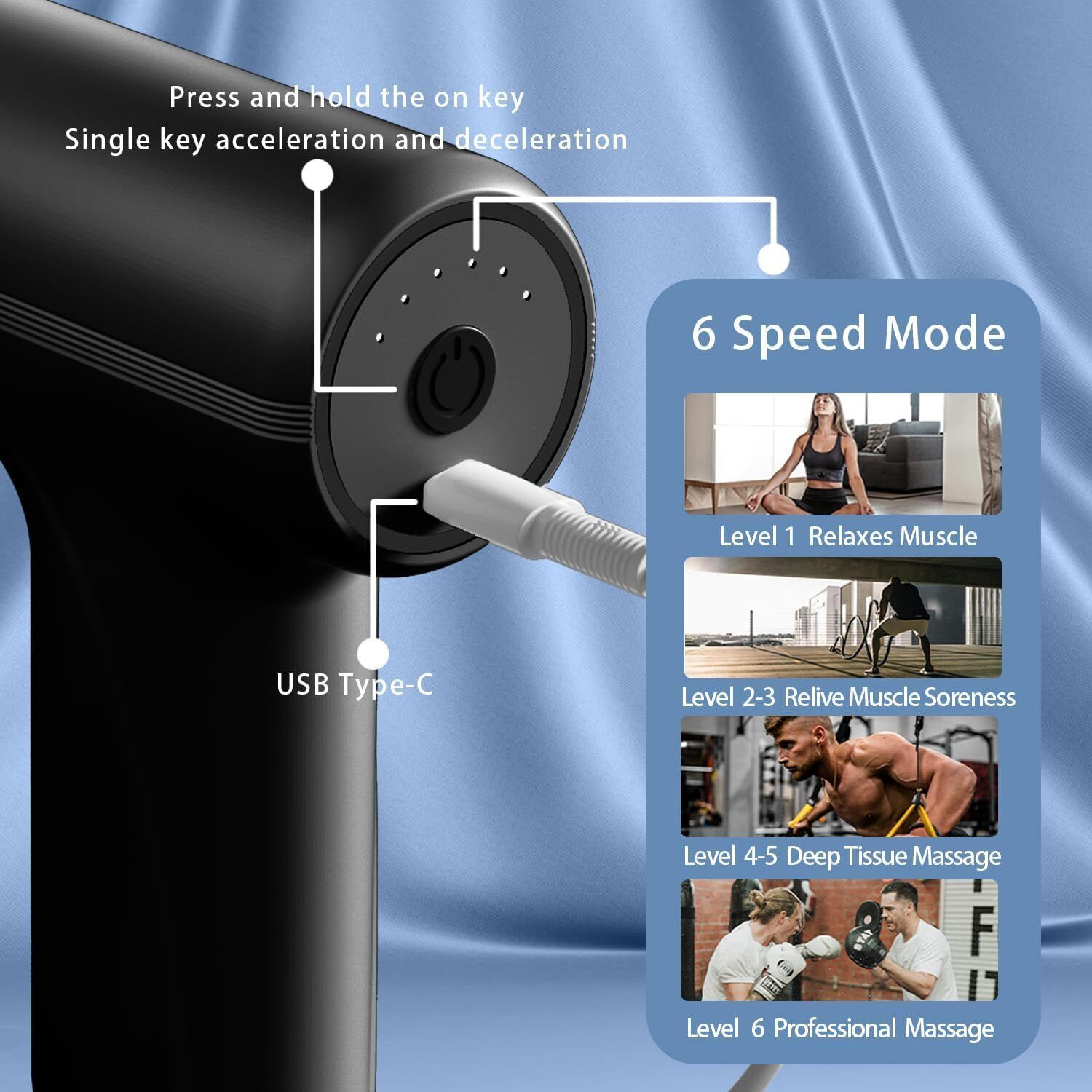 Image of Zovilstore Professional Gun Massager Rechargeable,4 Heads,4 Speed, Percussion for Body Care Muscle Recovery Gun Massager -4 Speed, 4 Heads, Rechargeable Handheld Percussion Massager
