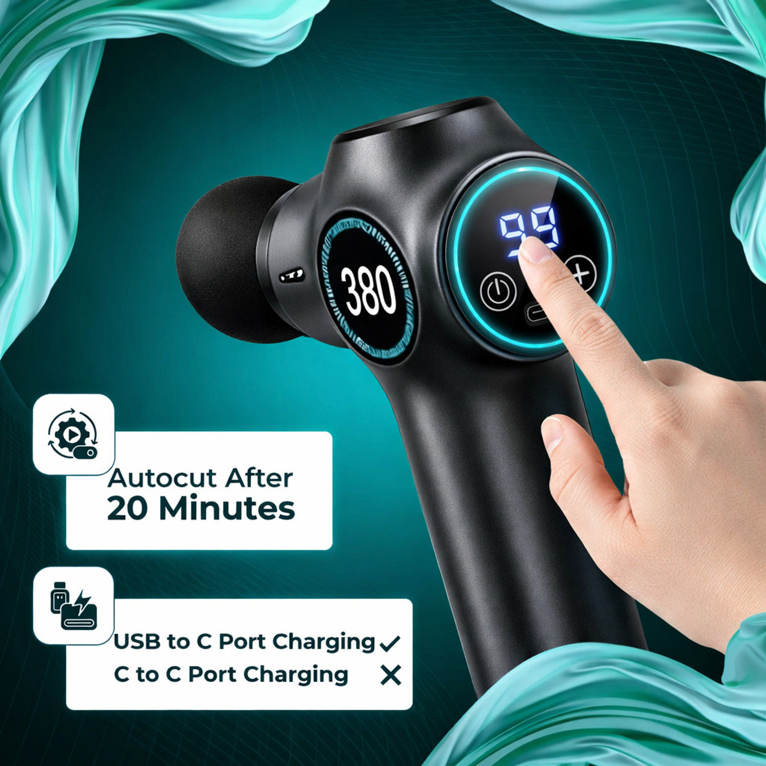 Image of Miggon Portable Deep Tissue Massage Gun Handheld Percussion 6 Speeds 4 Heads for Full Body Muscle Pain relief Best Massager- Neck /Back /Shoulder /Legs Massager