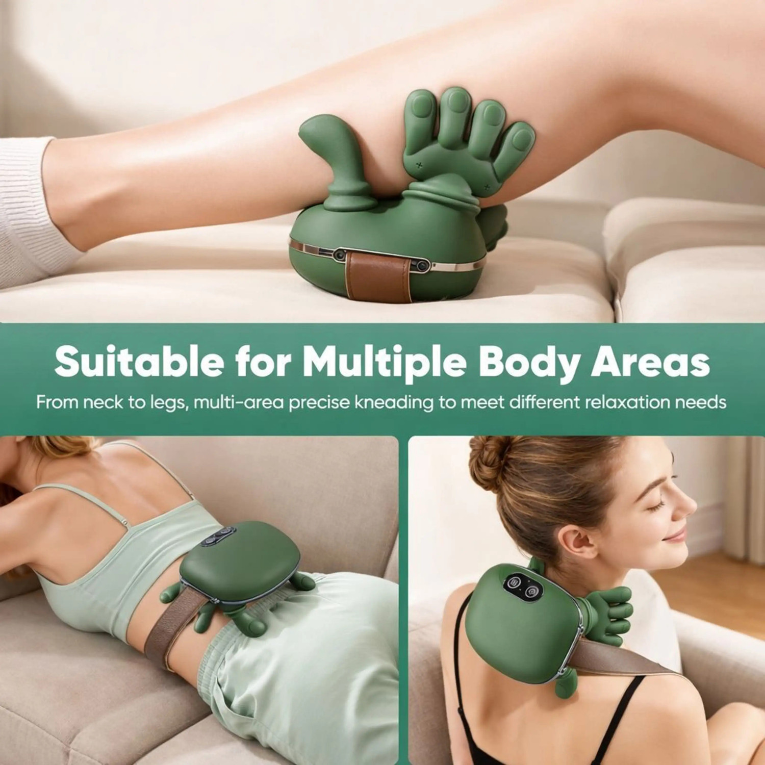 Image of PERAMISYM GREEN MESSAGER- 94 Bionic Heated Shoulder Neck Massage Machine with Kneading Finger Action Massager (Green)