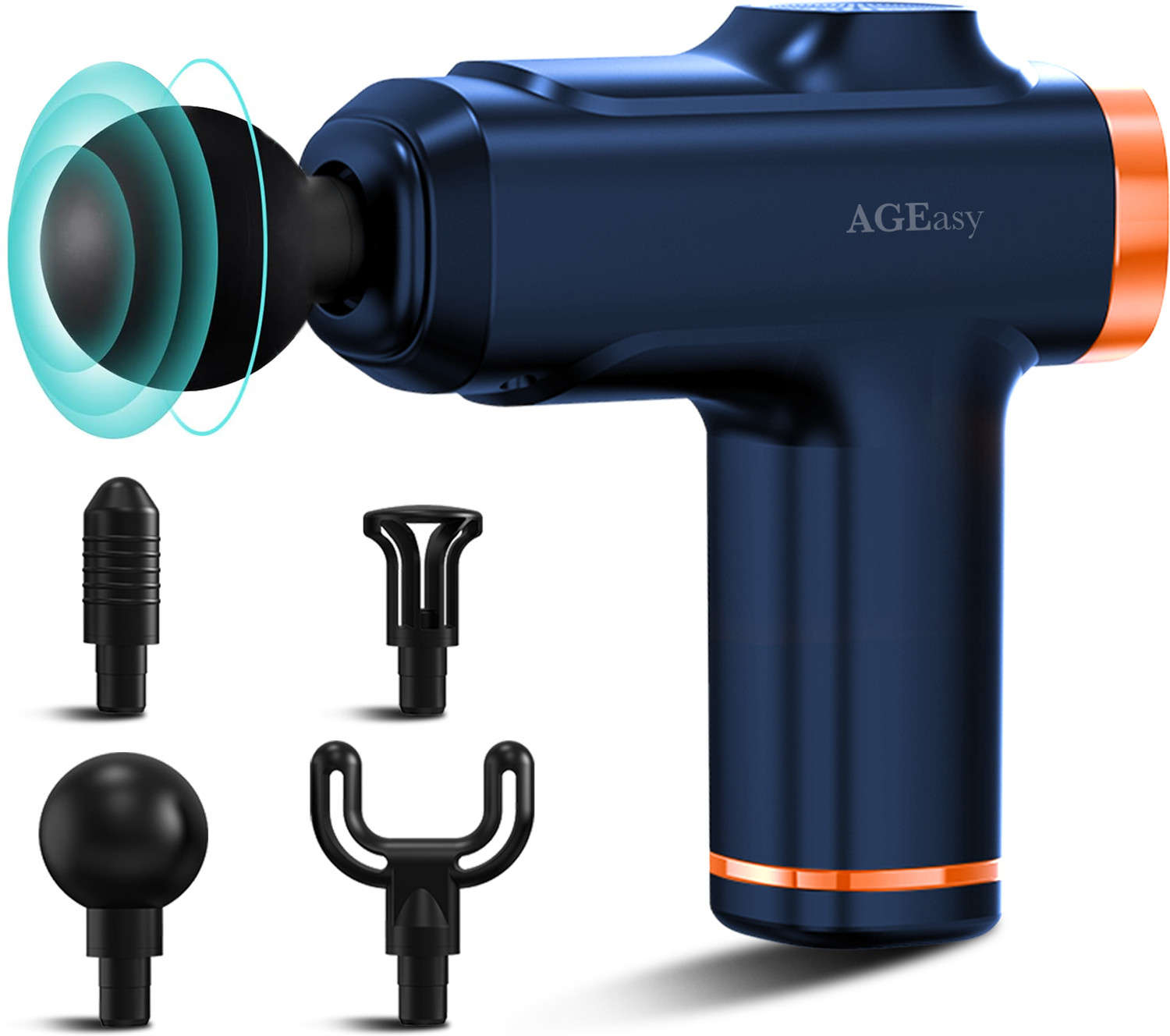 Image of AGEasy Pain Relief Compact Massage Gun 8 Speed, 4 Massage Heads, Rechargable USB Type - C, Handheld Massager