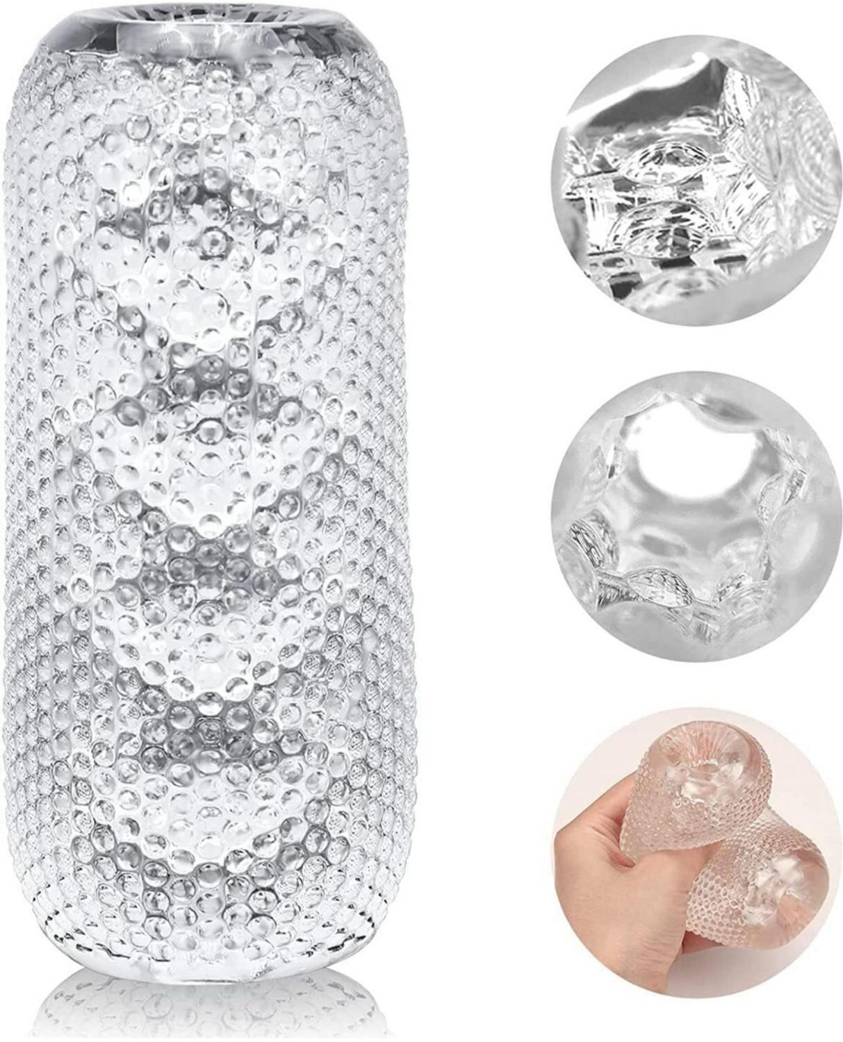 Image of Krikav Vacuum Cup Double Open Crystal Therapy Vacuum Stroker Suction Cup Massager with Pumping Handle, Therapy Cup Relief Relaxation Men Massager