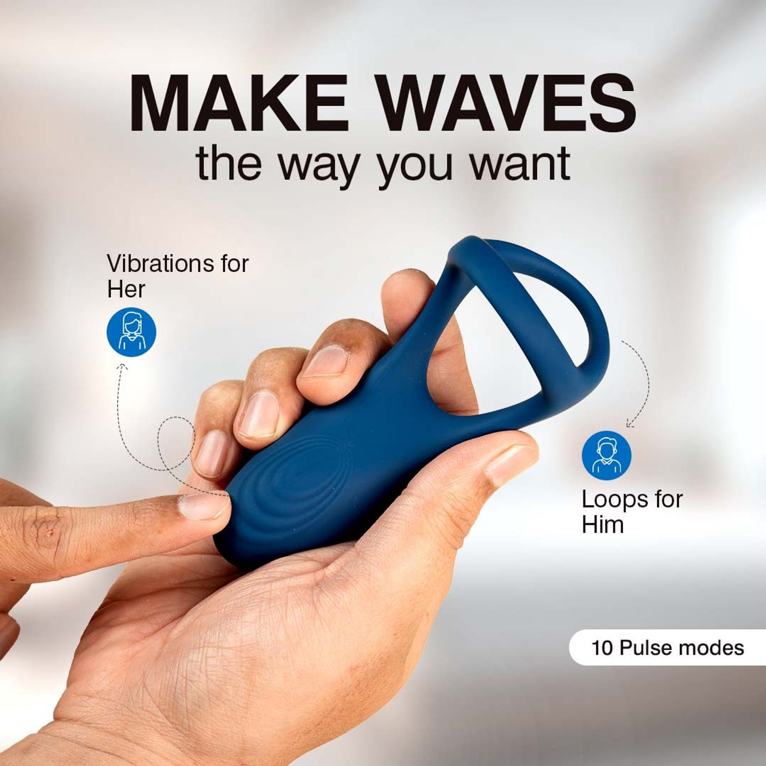 Image of SKORE Waves Waves 10 Mode Vibrating Ring | 60min RunTime | IPX7 Waterproof | Unisex Massager