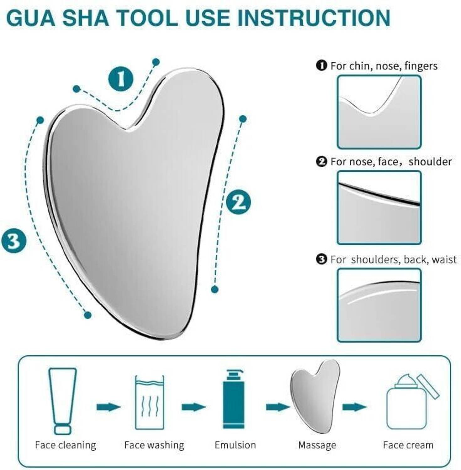 jaderoller 304 Stainless Steel Gua Sha Facial Tool - Image 3