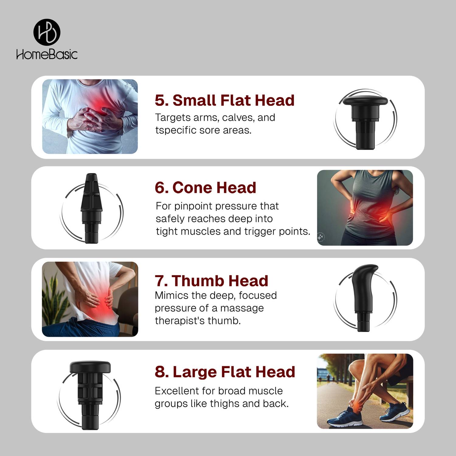 HOMEBASIC HB-M3-GRY Deep Tissue Massage Gun - Image 3