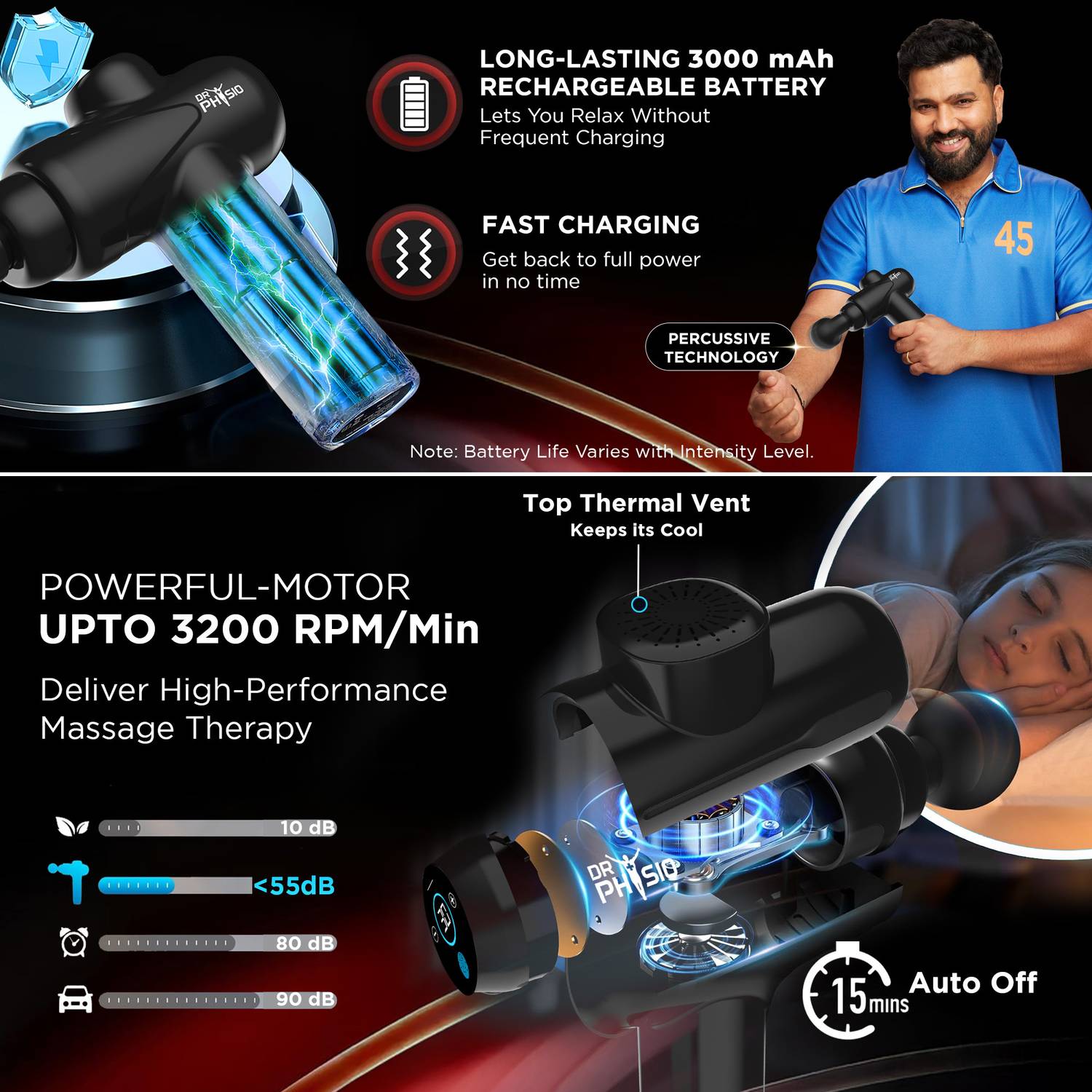 DR PHYSIO USA 1049 Touch Dynamo 3000mAh Massager - Image 3