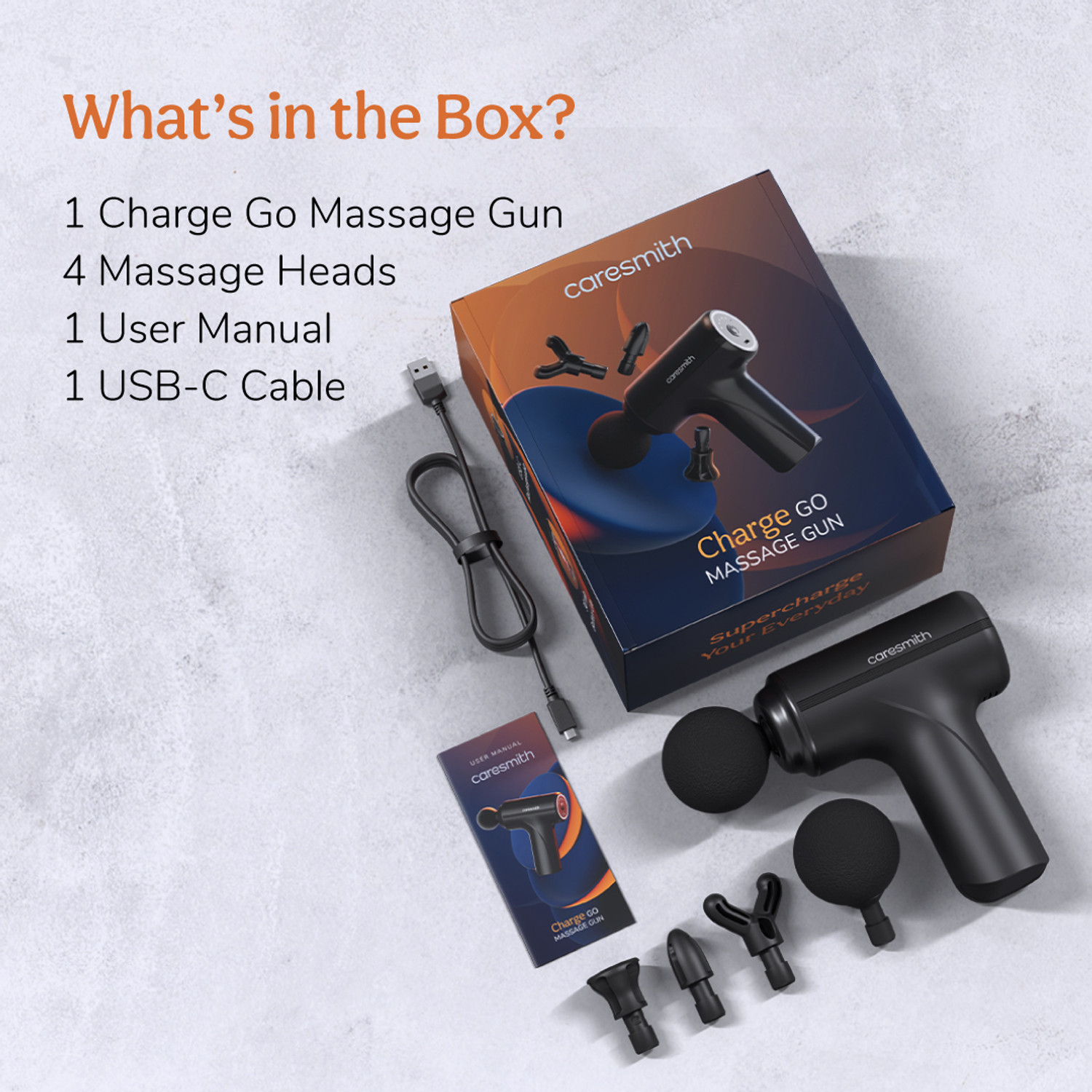 Image of caresmith FCS0104-New Charge Go Massage Gun Full Body Massager for Pain Relief Massager