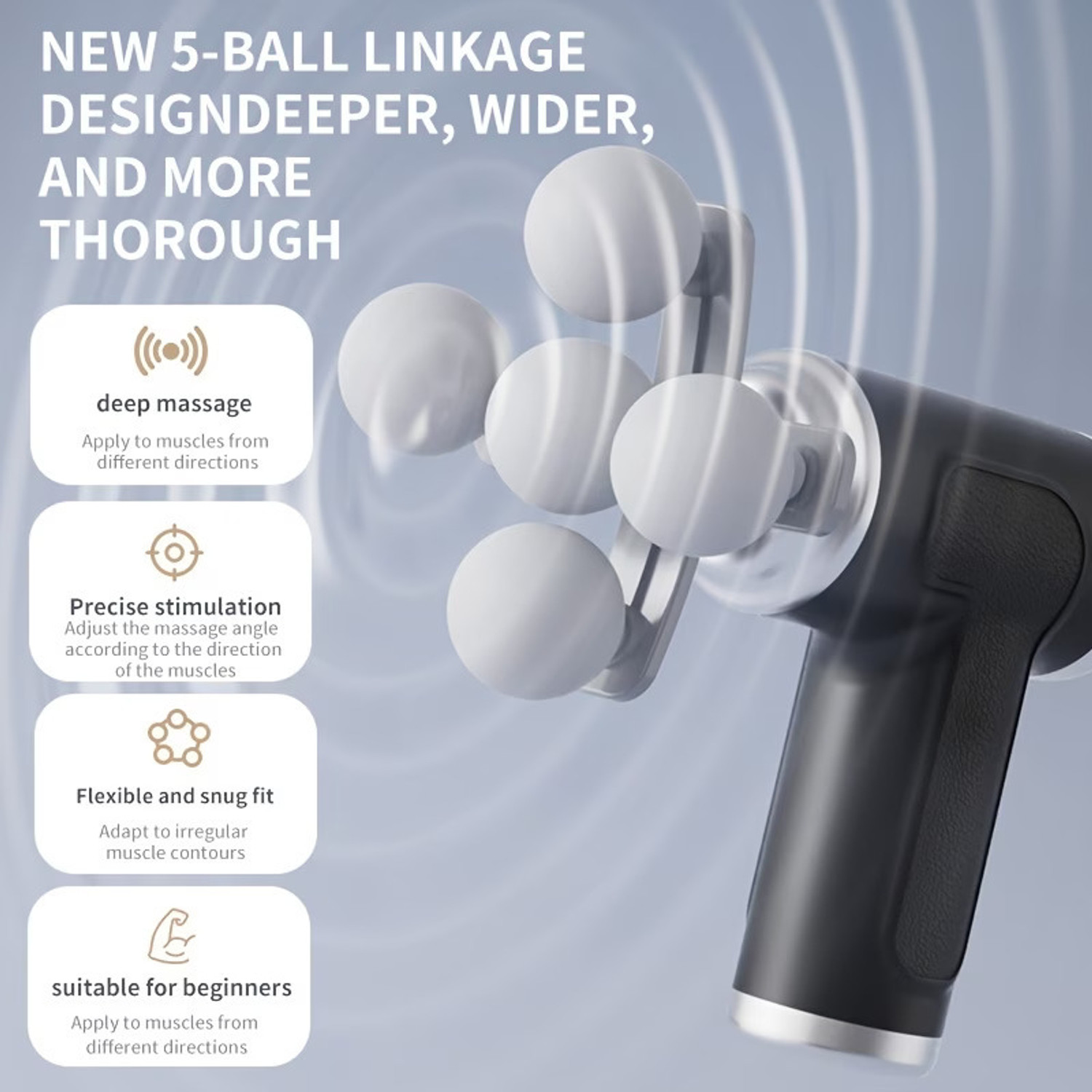Image of Zovilstore Rechargeable Advanced 5-Head Electric Massage Gun - Deep Tissue Pain Relief with Multiple Attachments for Neck, Back, Legs & Full Body Pain Relief Massager