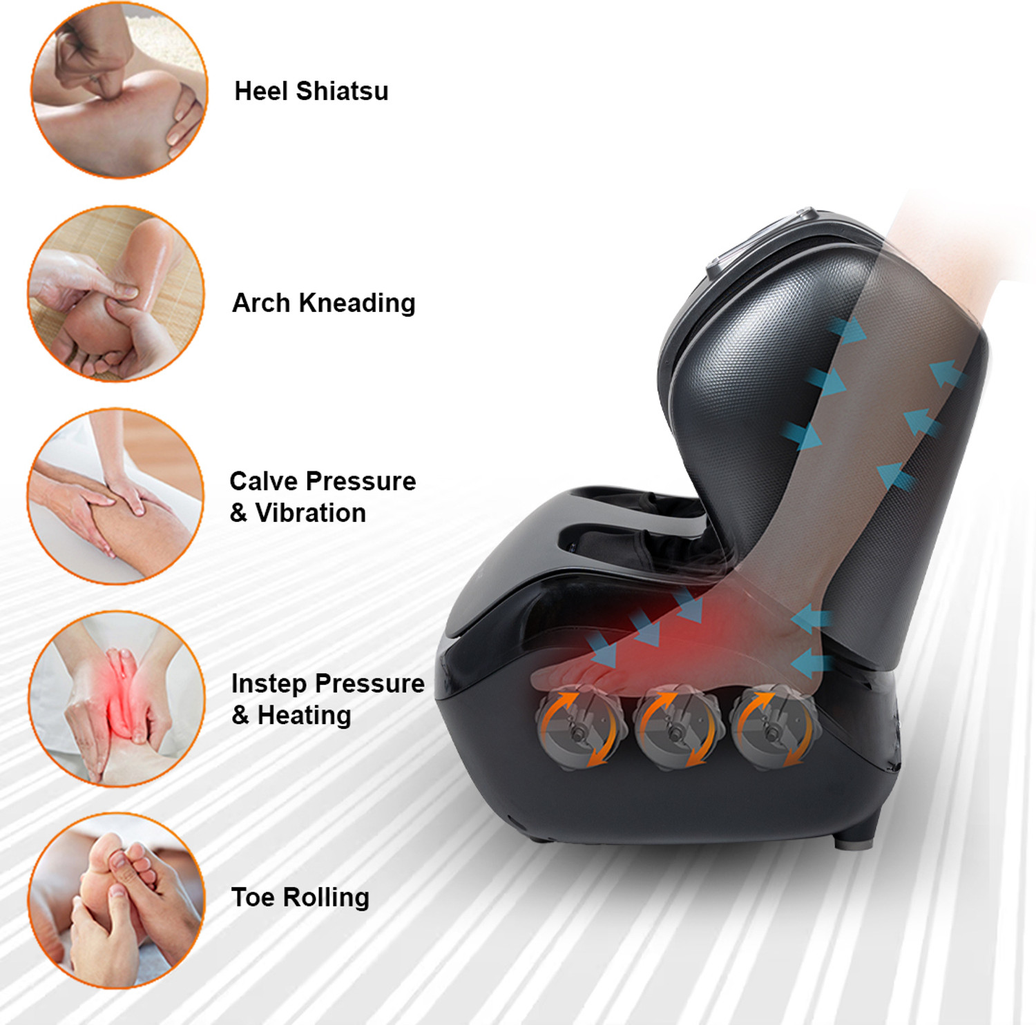 Image of RoboTouch RT-FM-PZ15 RoboTouch RT-FM-PZ15 RoboTouch PediZen Foot & Calf Massager Massager (BLACK) Massager