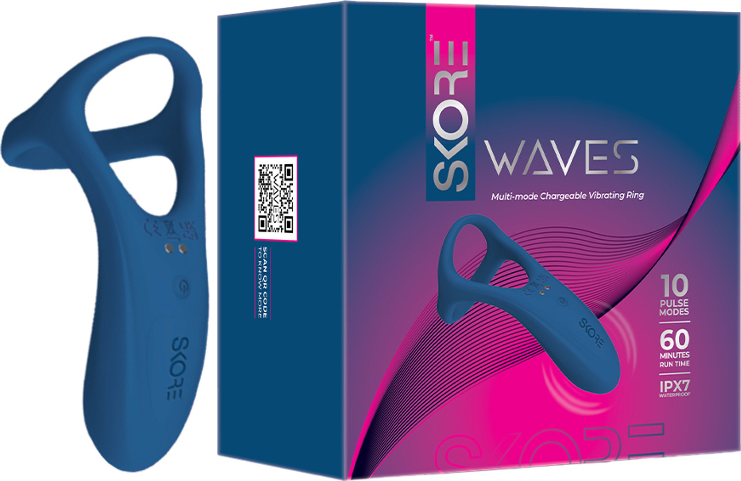 Image of SKORE Waves Waves 10 Mode Vibrating Ring | 60min RunTime | IPX7 Waterproof | Unisex Massager