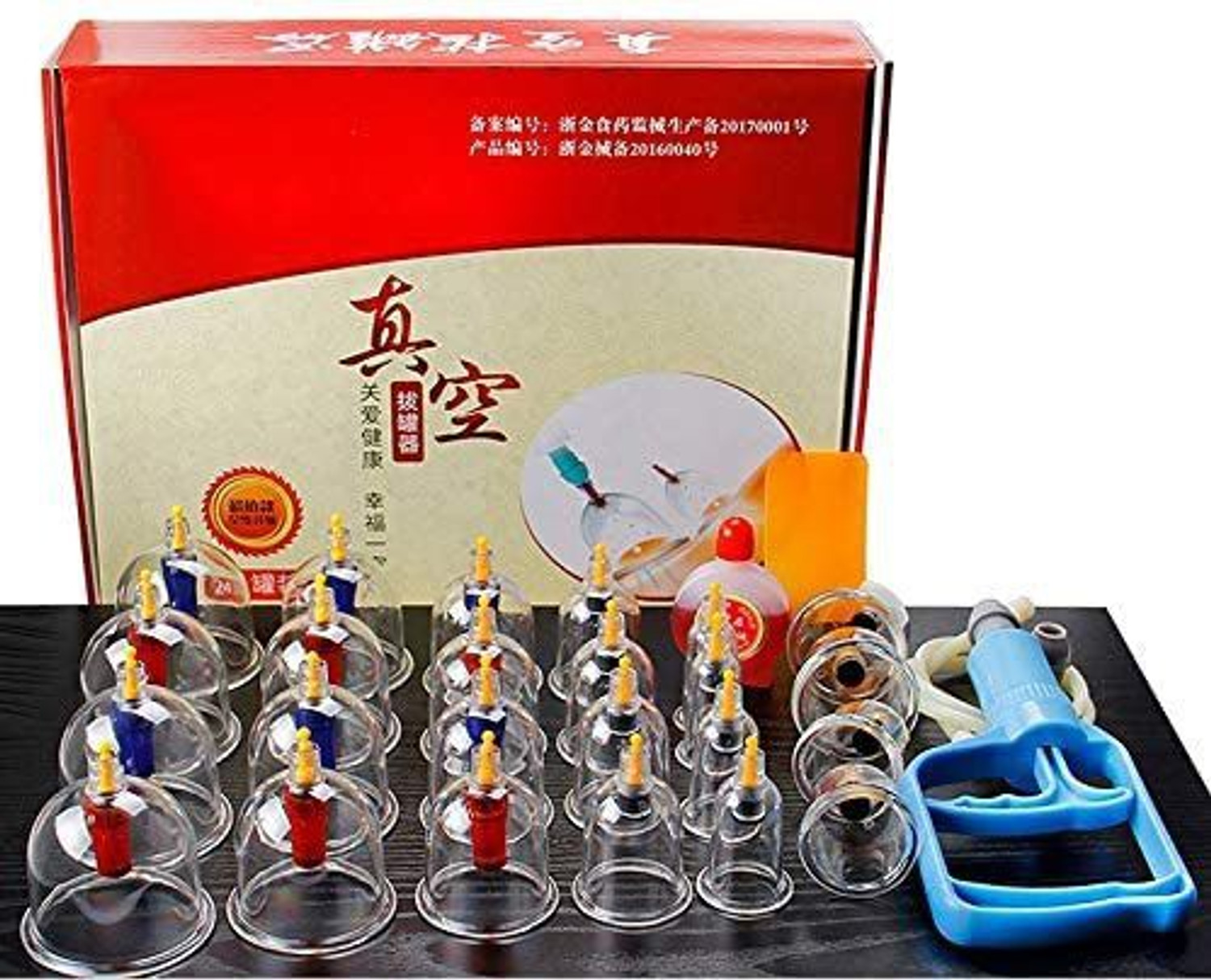 Image of vihan marketing 24 Cups Cupping Therapy Sets with Pump Vacuum Professional Chinese Cupping Set for Body Massage Massager