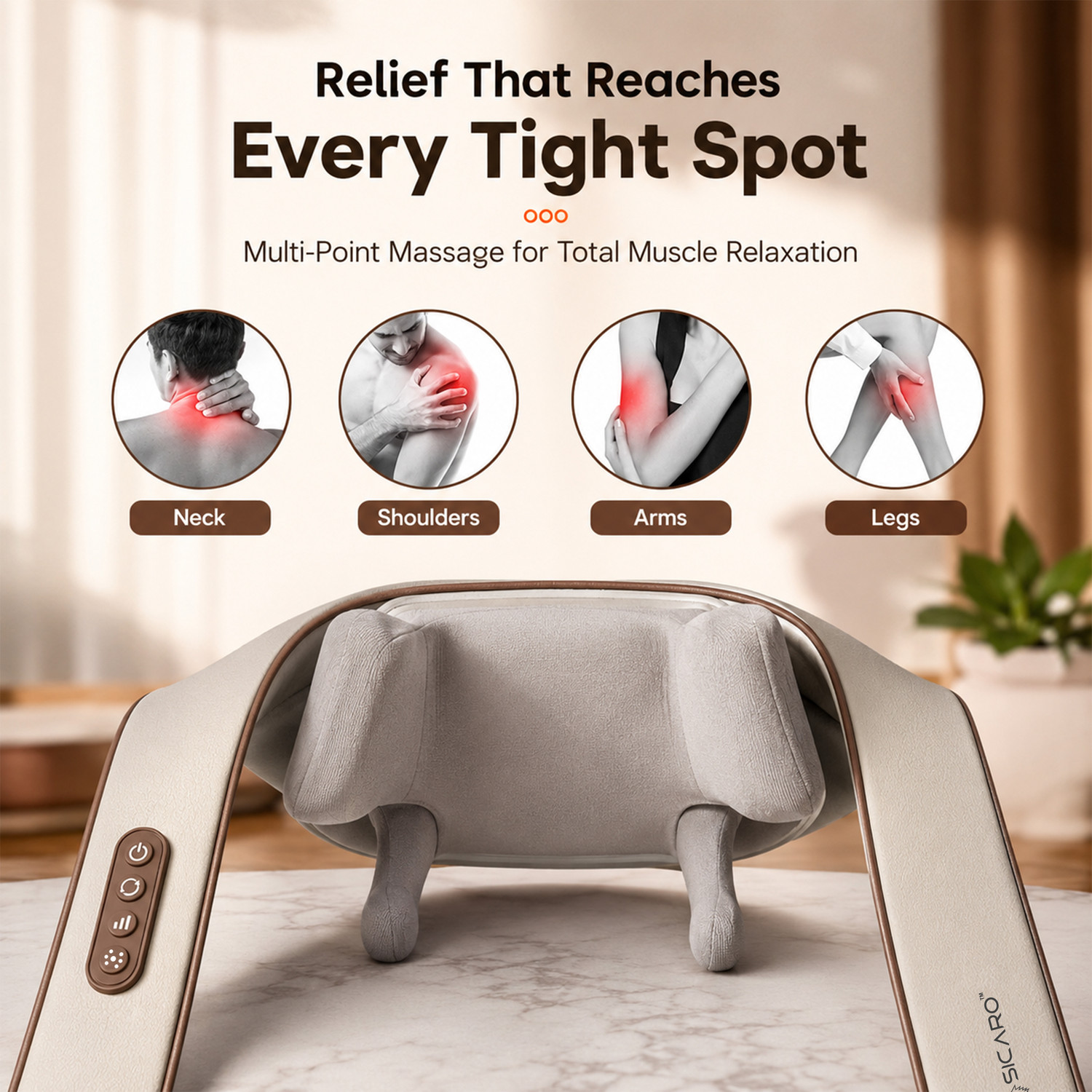 Image of Sicaro RP302 Relax Pro Cordless 4D Neck and Shoulder Massager, Deep Kneading Tech RP302 Relax Pro Massager