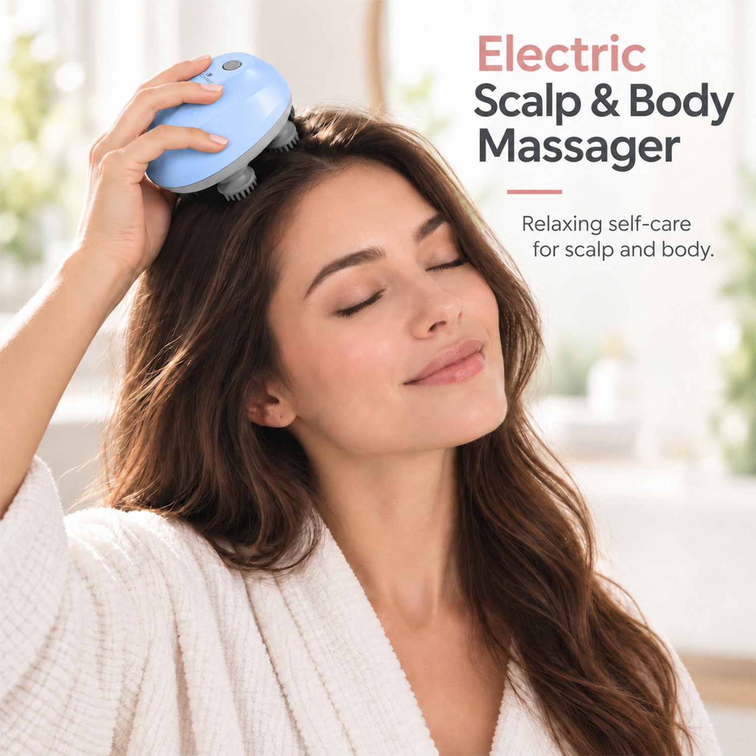 Image of Sicaro RP201 Relax Pro Electric Rechargeable Scalp & Body Massager, Soft Silicone RP201 Relax Pro Massager