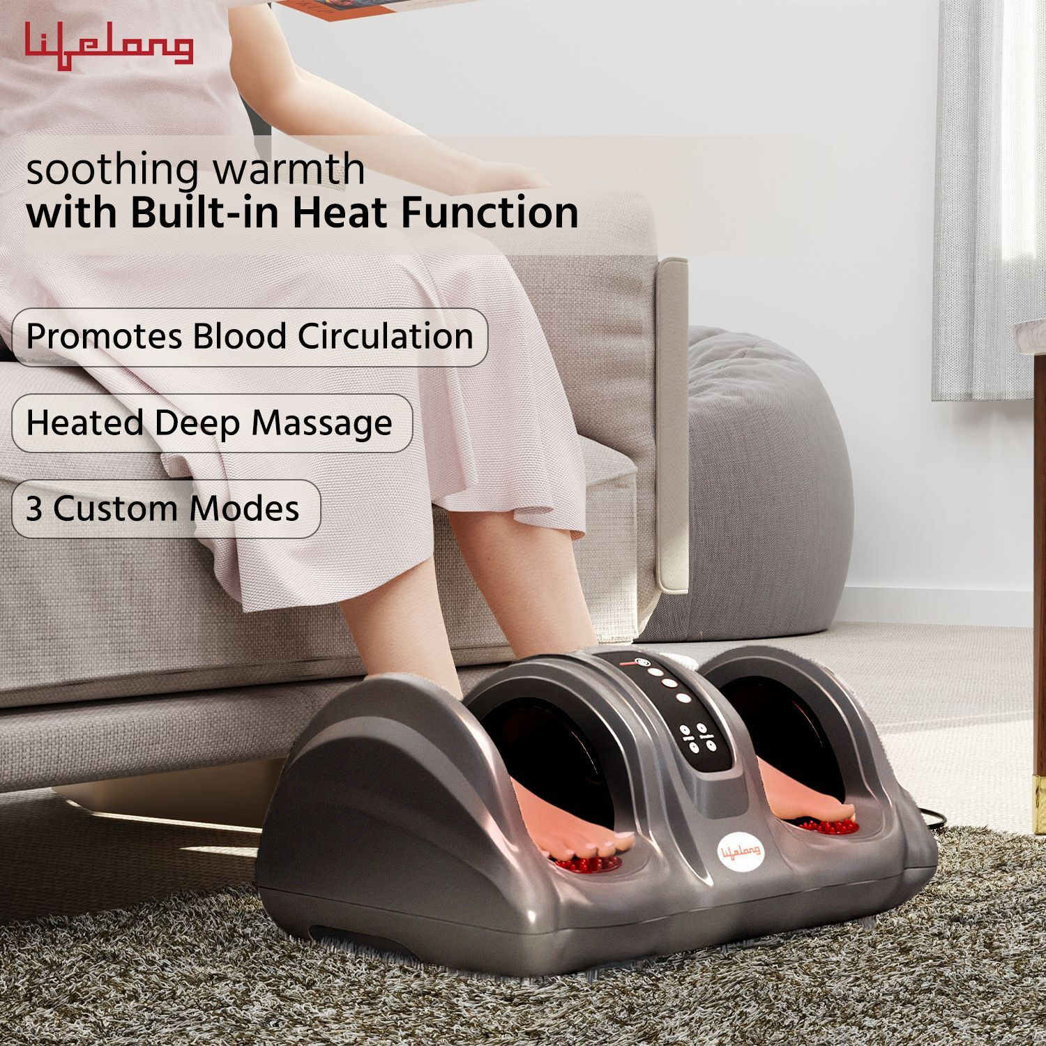 Image of Lifelong LLM1080 Pain Relief, Vibration, Boost Blood Circulation, Kneading Massager (Grey)