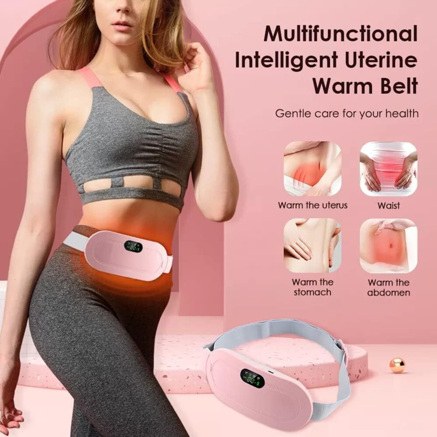 Image of Hogue CrampFree Women Period Cramp Relief Massager Heating Pad Belt Slimming Machine