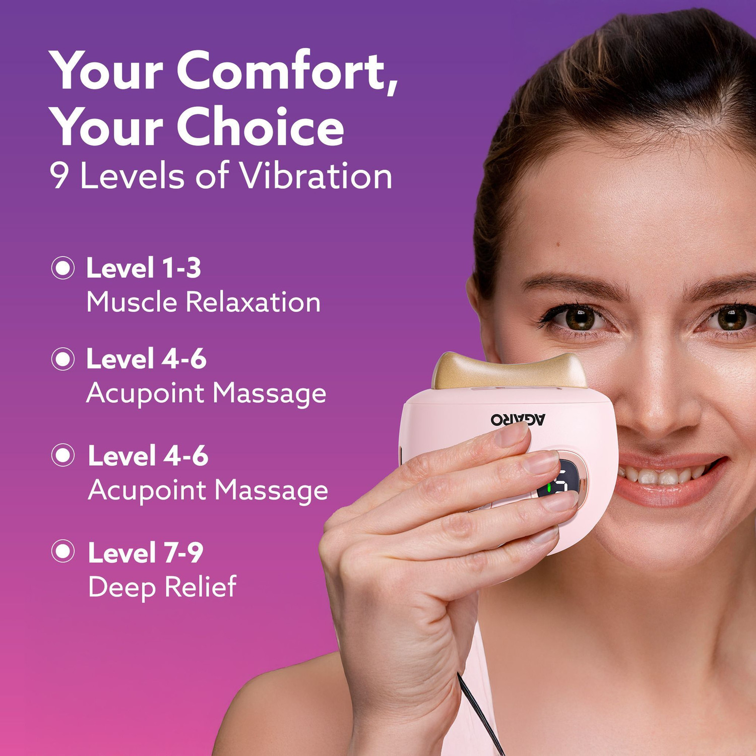 Image of AGARO Electric Gua Sha Massager 1719 blends traditional skincare with modern tech, 9 modes, red light therapy, sonic pulses, and heat therapy, it helps reduce acne Massager
