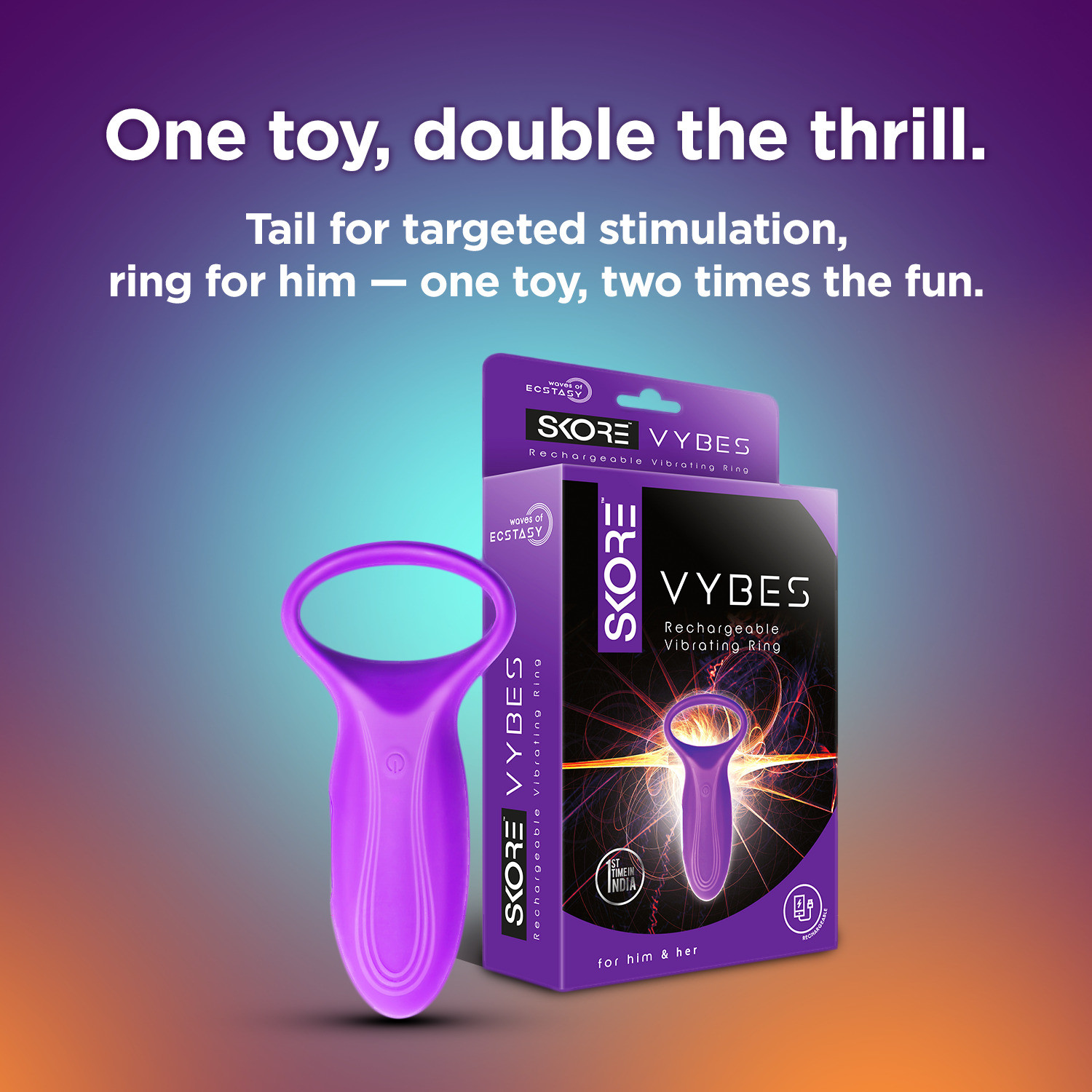 Image of SKORE Vybes Rechargeable Vibrating Personal Massager with Cool Lube