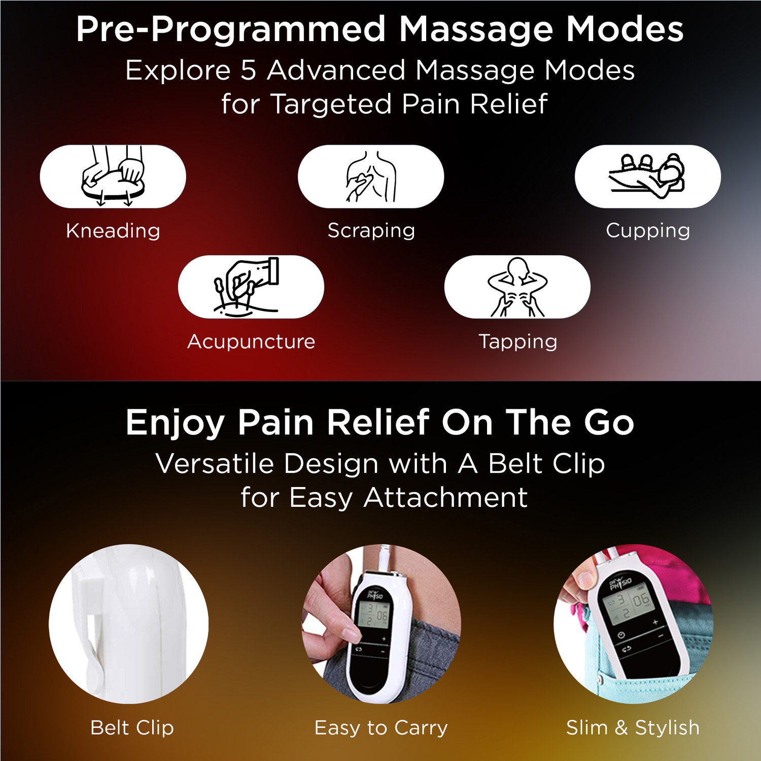 Image of DR PHYSIO (USA) TENS Electrical Nerve Stimulation Physiotherapy Pulse Digital Massage Machine For Body Pain Relief Management Electrotherapy Device