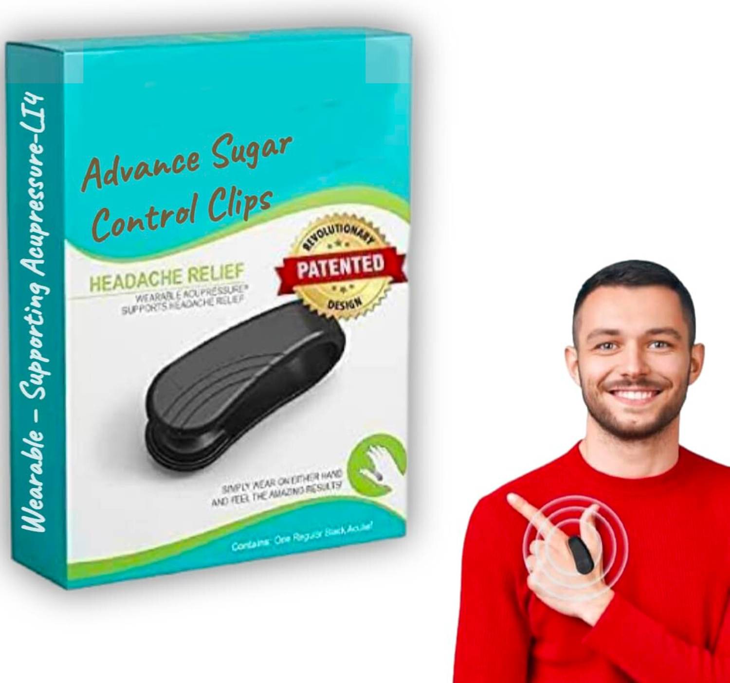 avyaan 2 Pcs Sugar Control LI4 Acupressure Point Clip Headache, Migraine &Tension Relief Massager
